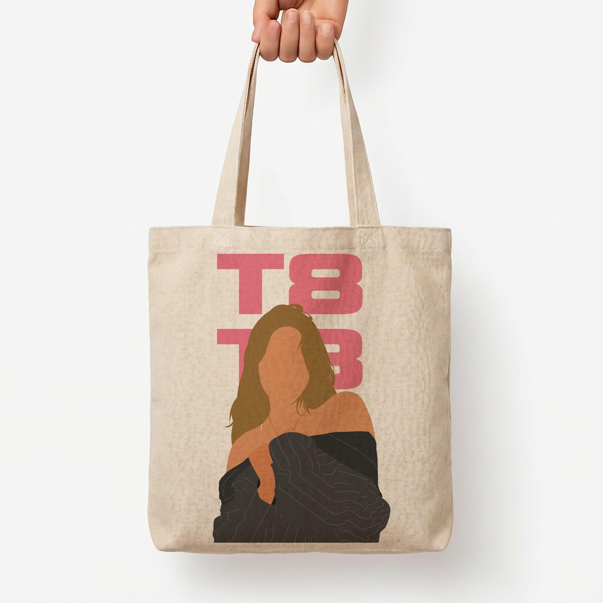T8 Pink Tote Bag — Natural / Large
