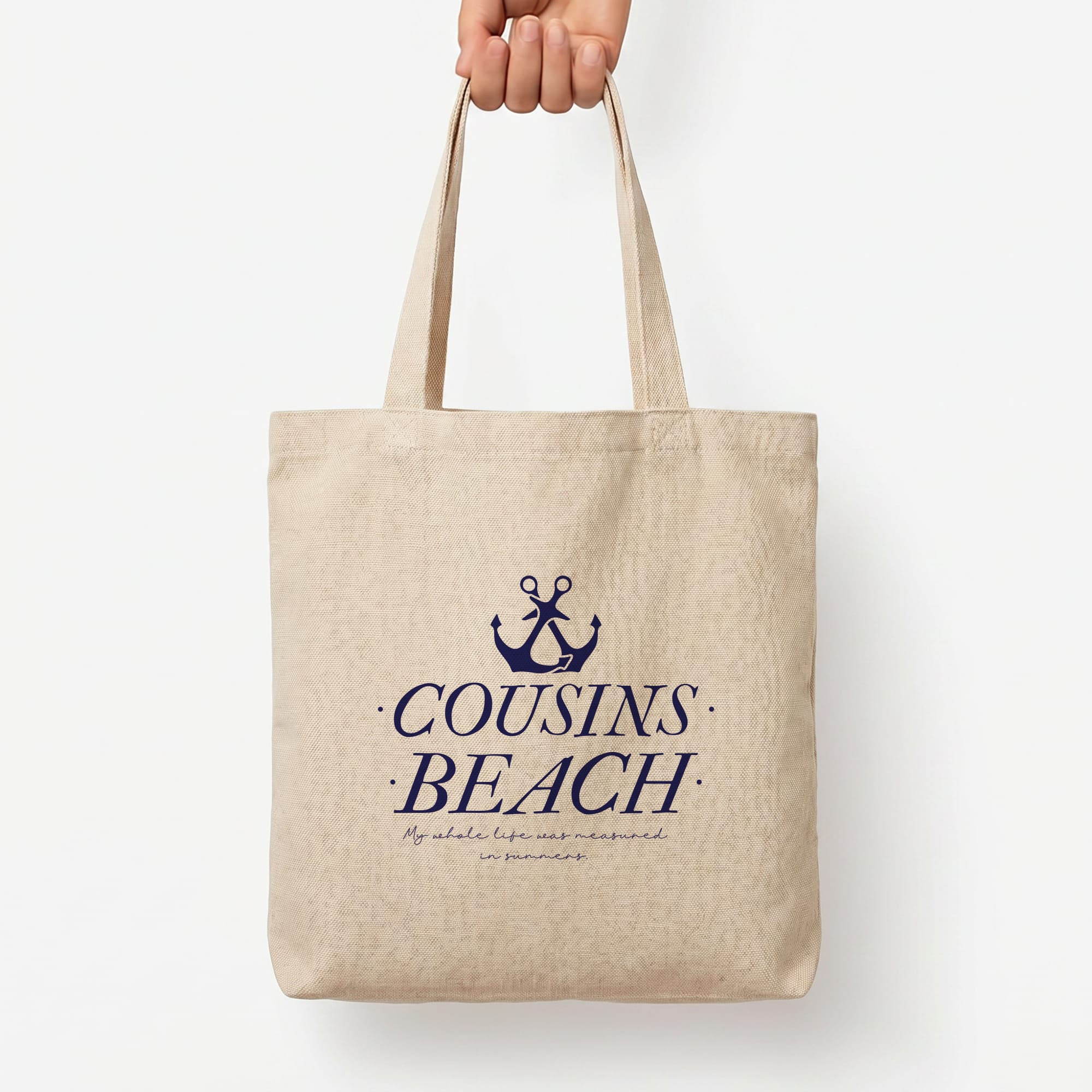 Stripes Cousin Beach Tote Bag — Natural / Large