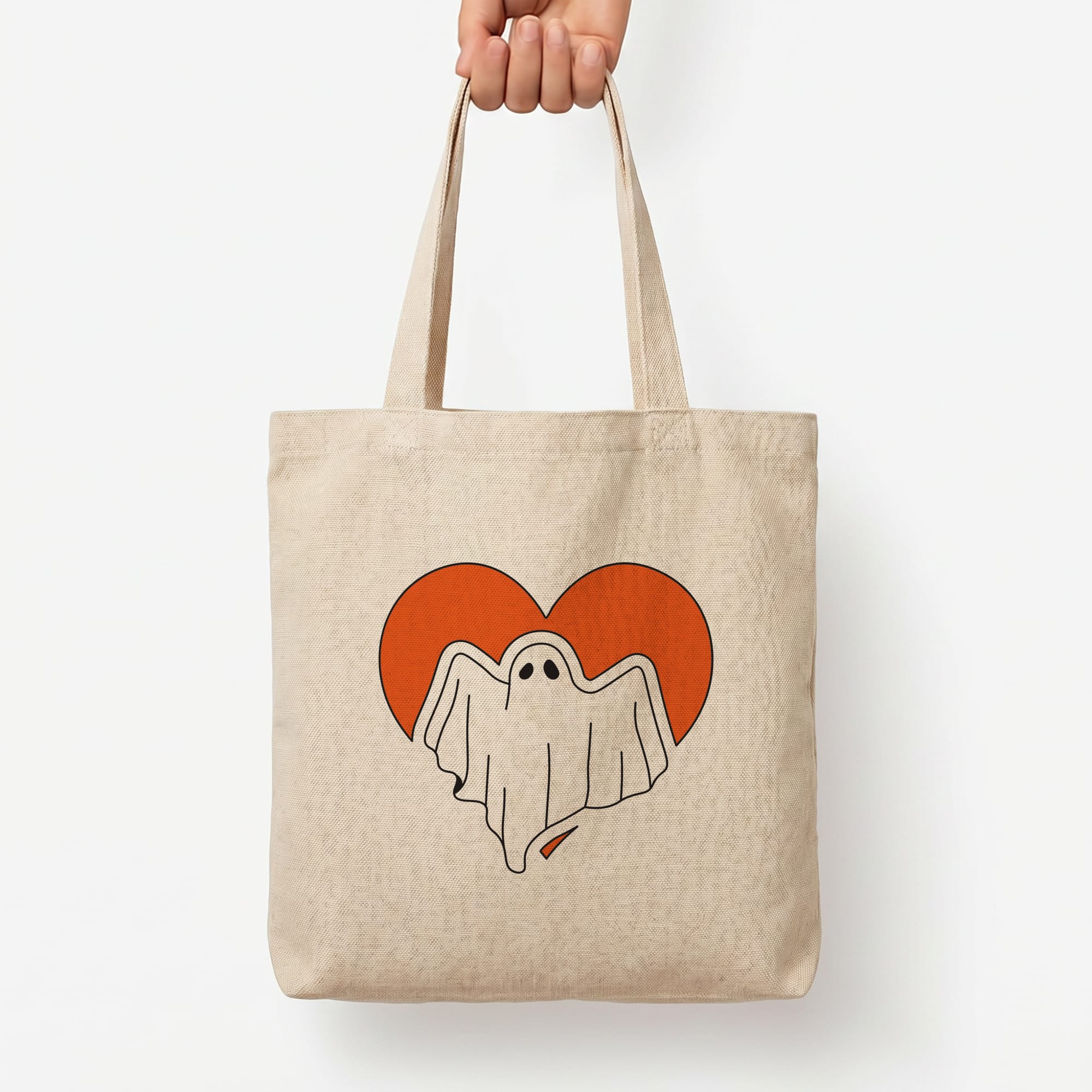 Ghost Heart Tote Bag — Natural / Large