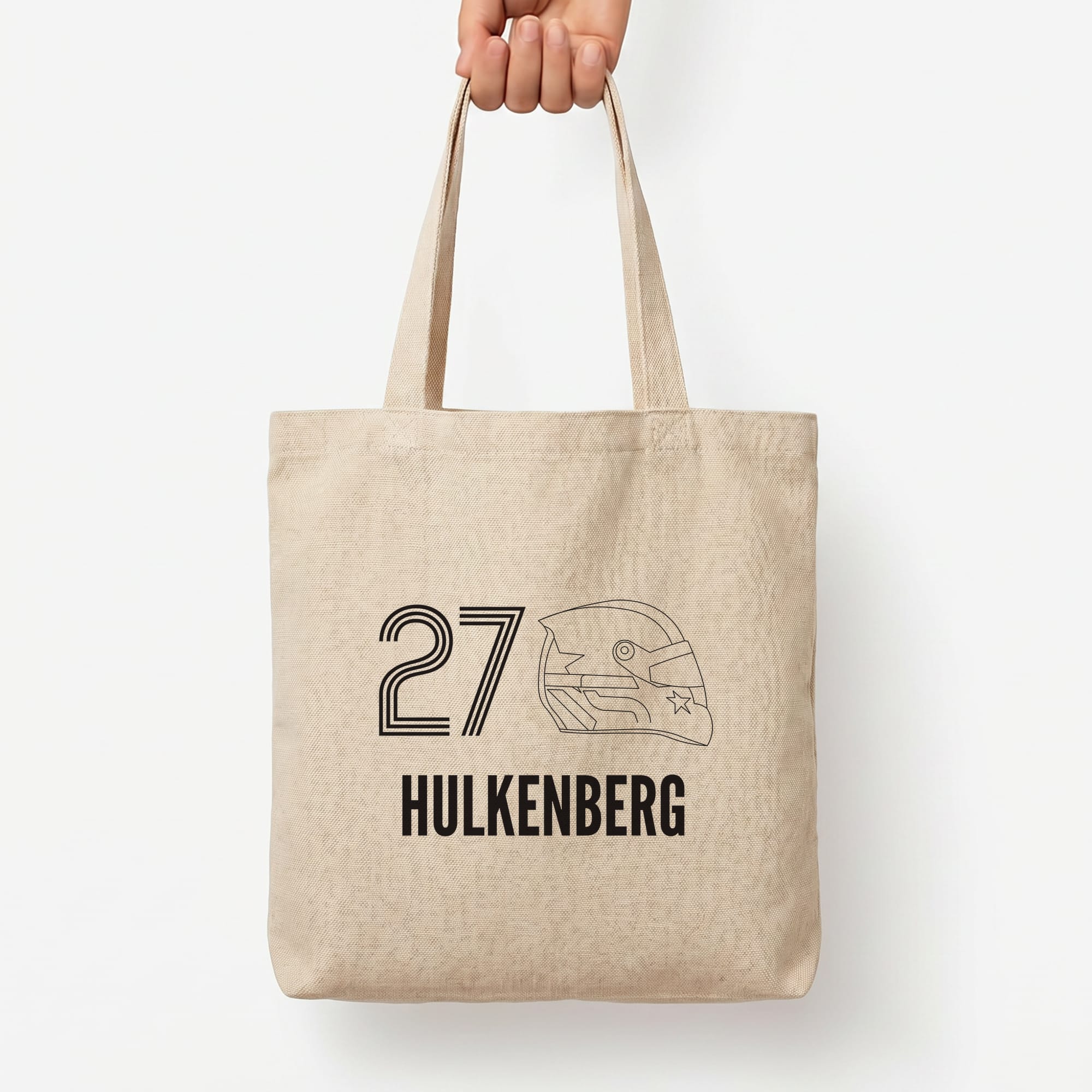 Hulkenberg Helmet 2026 Tote Bag — Natural / Large