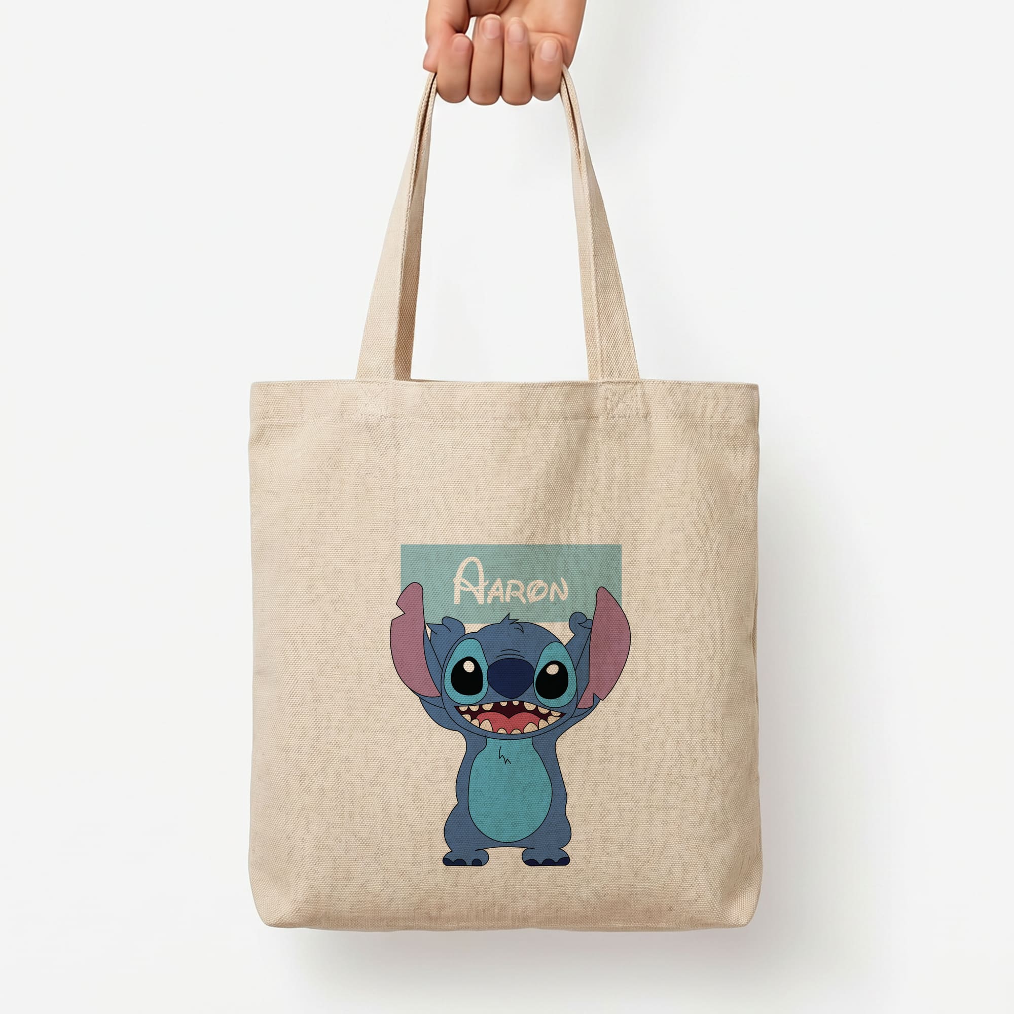 Standing Blue Alien - Personalised Disney Tote Bag — Natural / Large