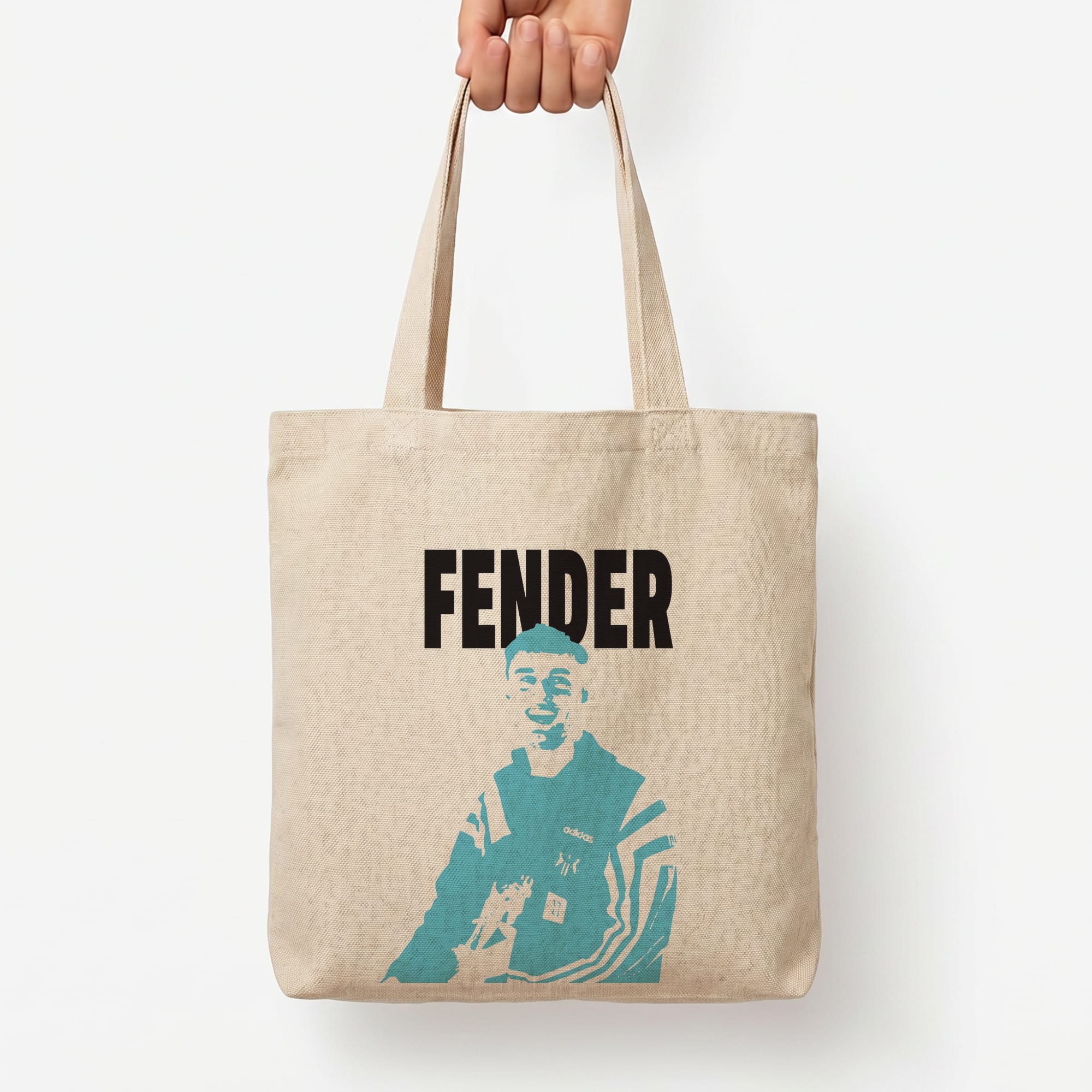 Fender Silhouette Blue Tote Bag — Natural / Large