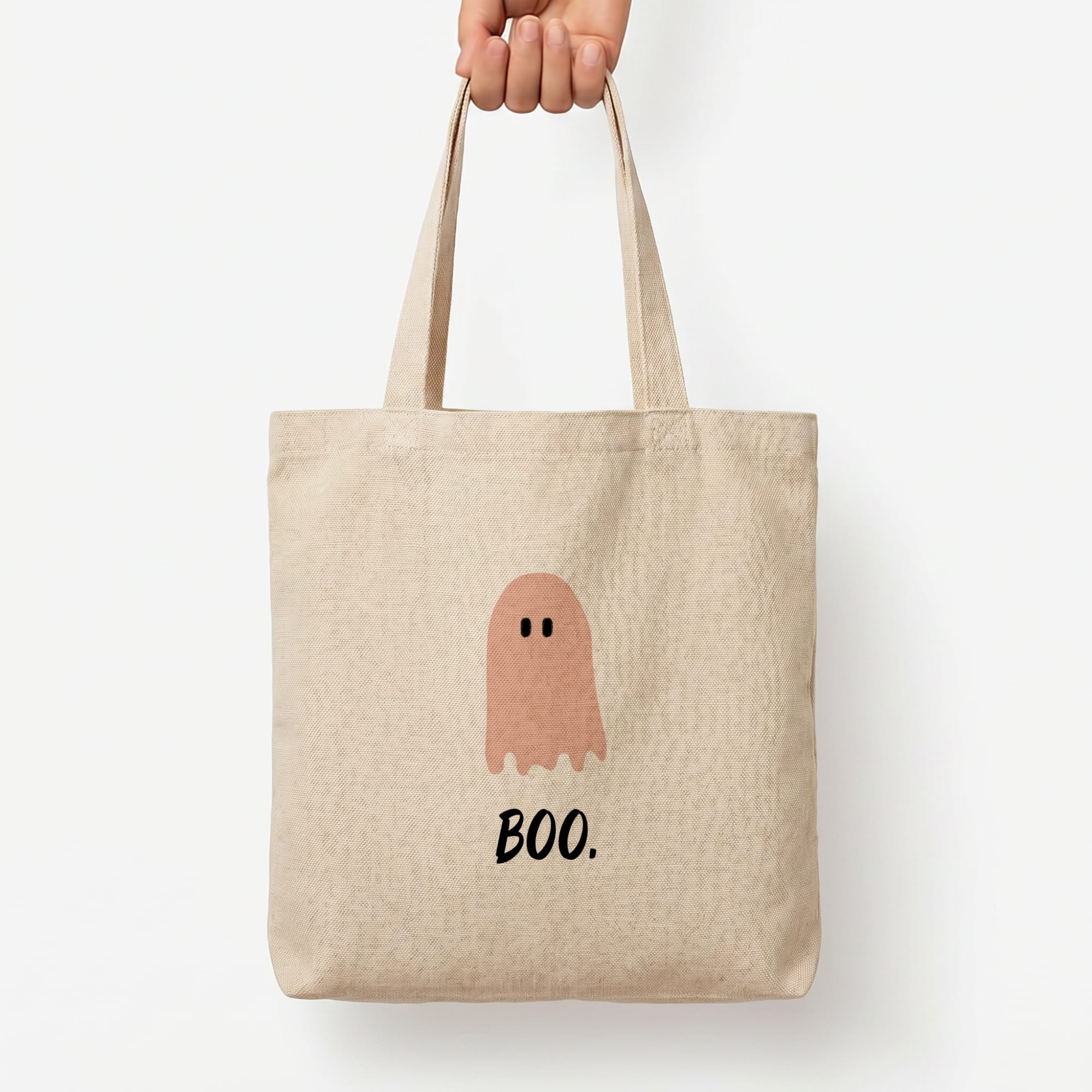 Boo - Ghost Halloween Tote Bag — Natural / Large