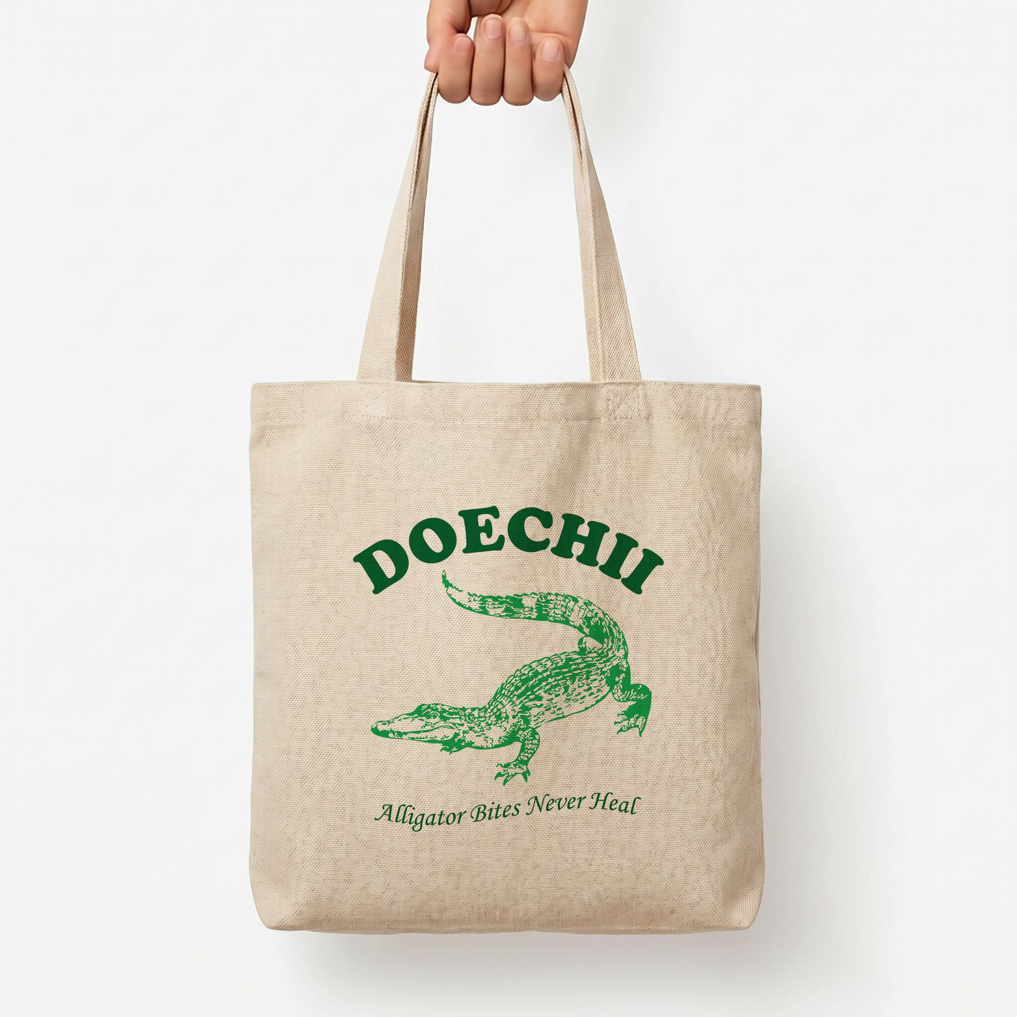 Alligator Bites Never Heal Collage Tote Bag — Natural / Large
