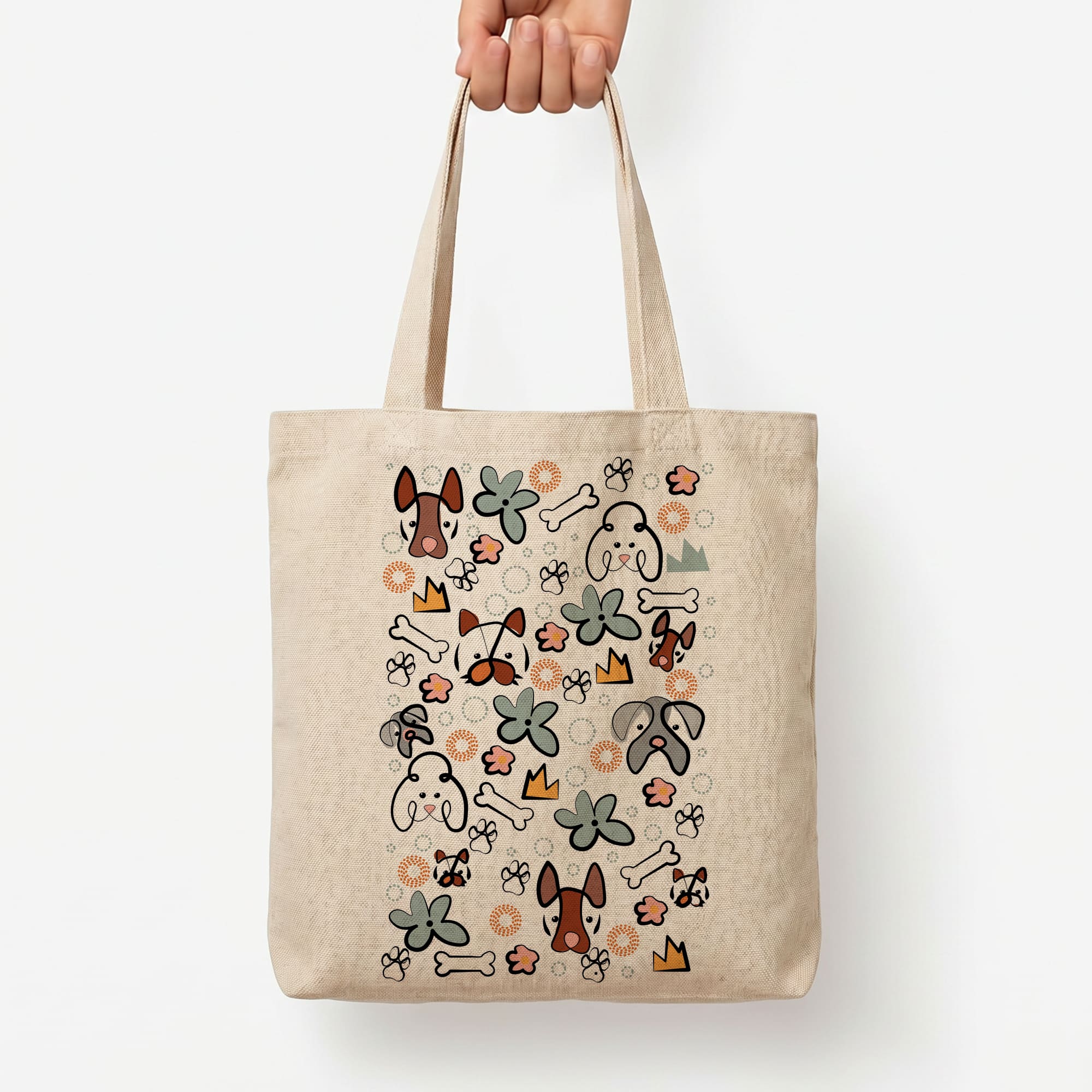 Bones and dogs - Dog Patterns Tote Bag — Natural / Large