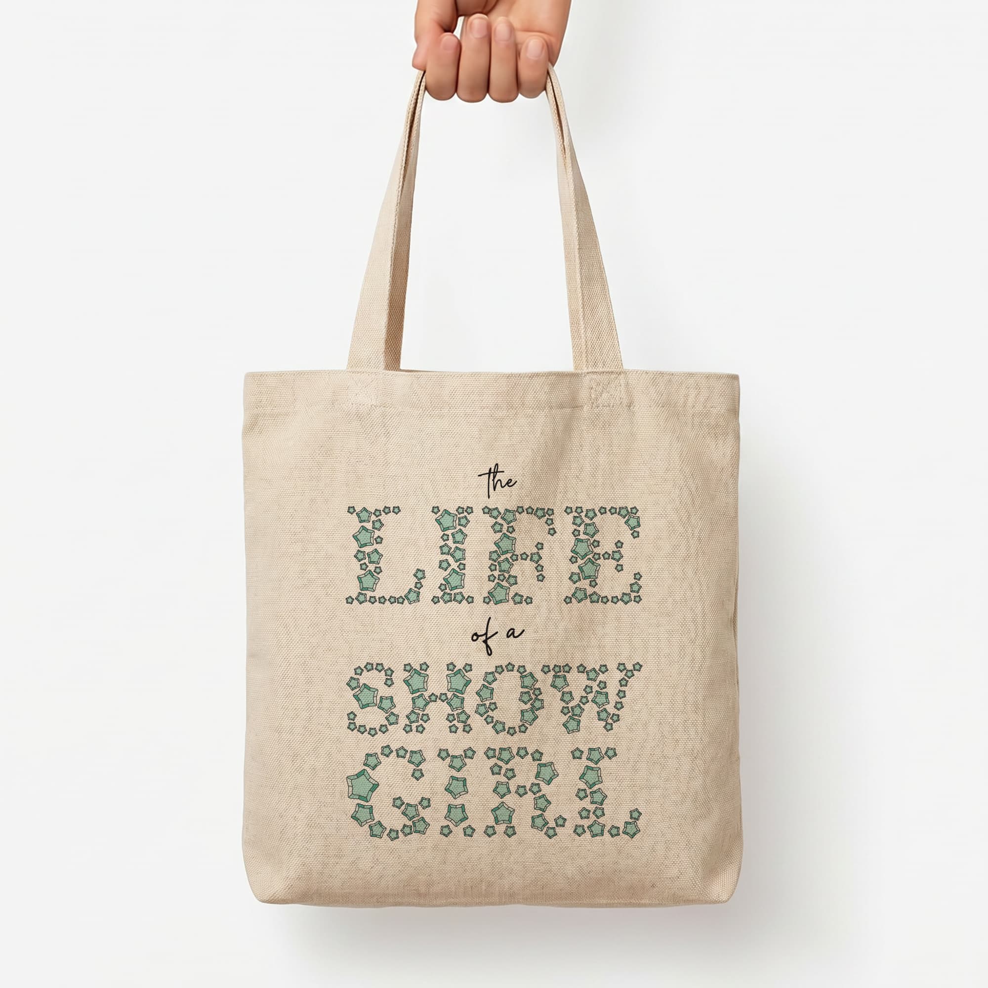 TLOAS Bedazzled Writing Tote Bag — Natural / Large