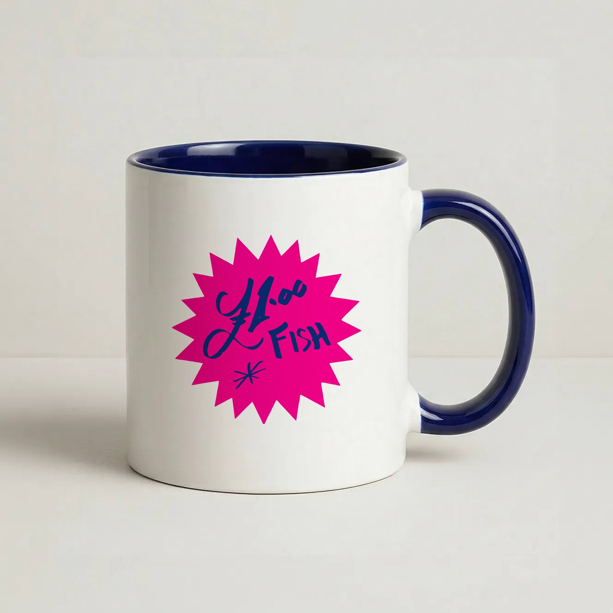 One Pound Fish - British Pop Culture Coffee Navy Blue Mug