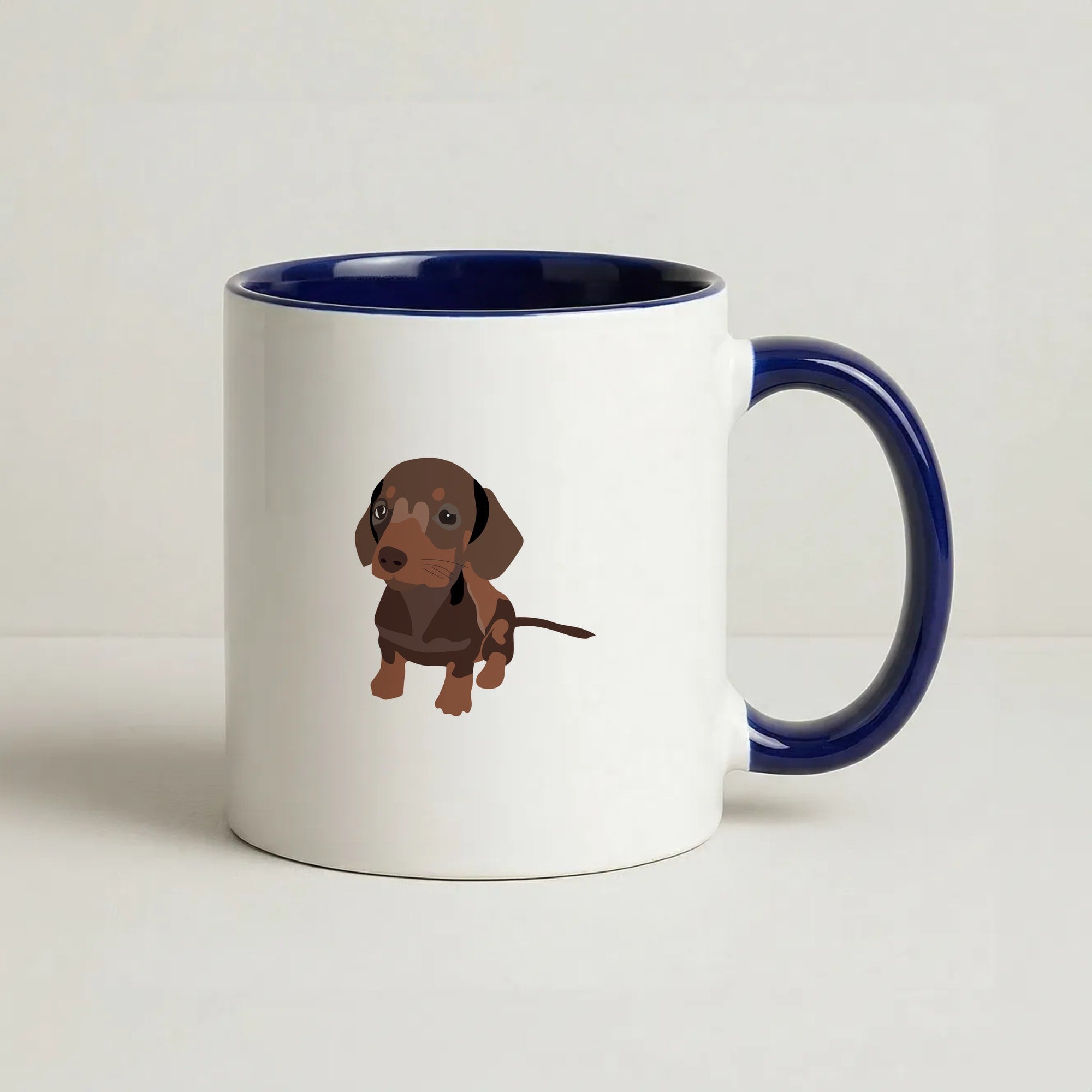 Brown - Dachshunds Coffee Navy Blue Mug