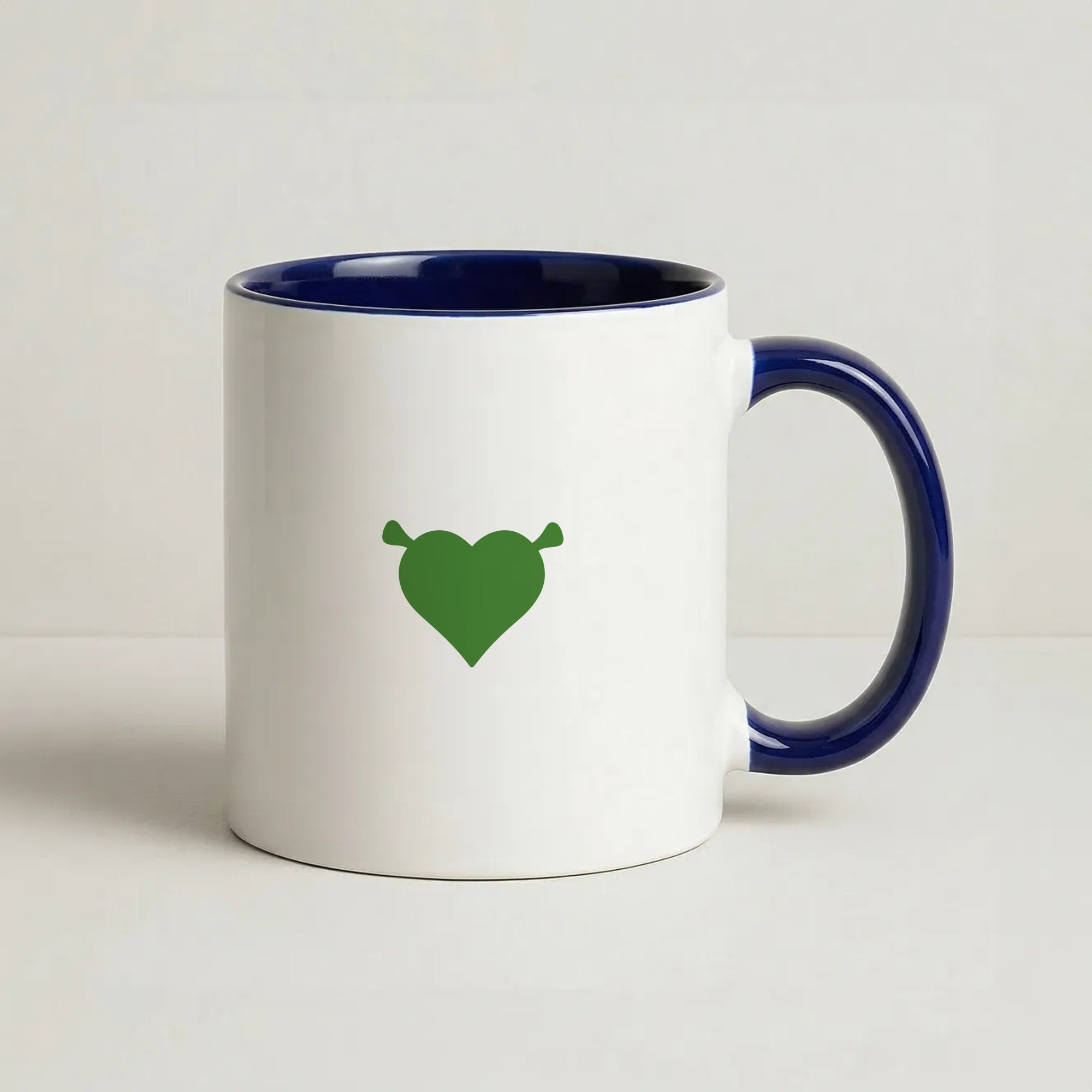 Green Ogre Heart Coffee Navy Blue Mug
