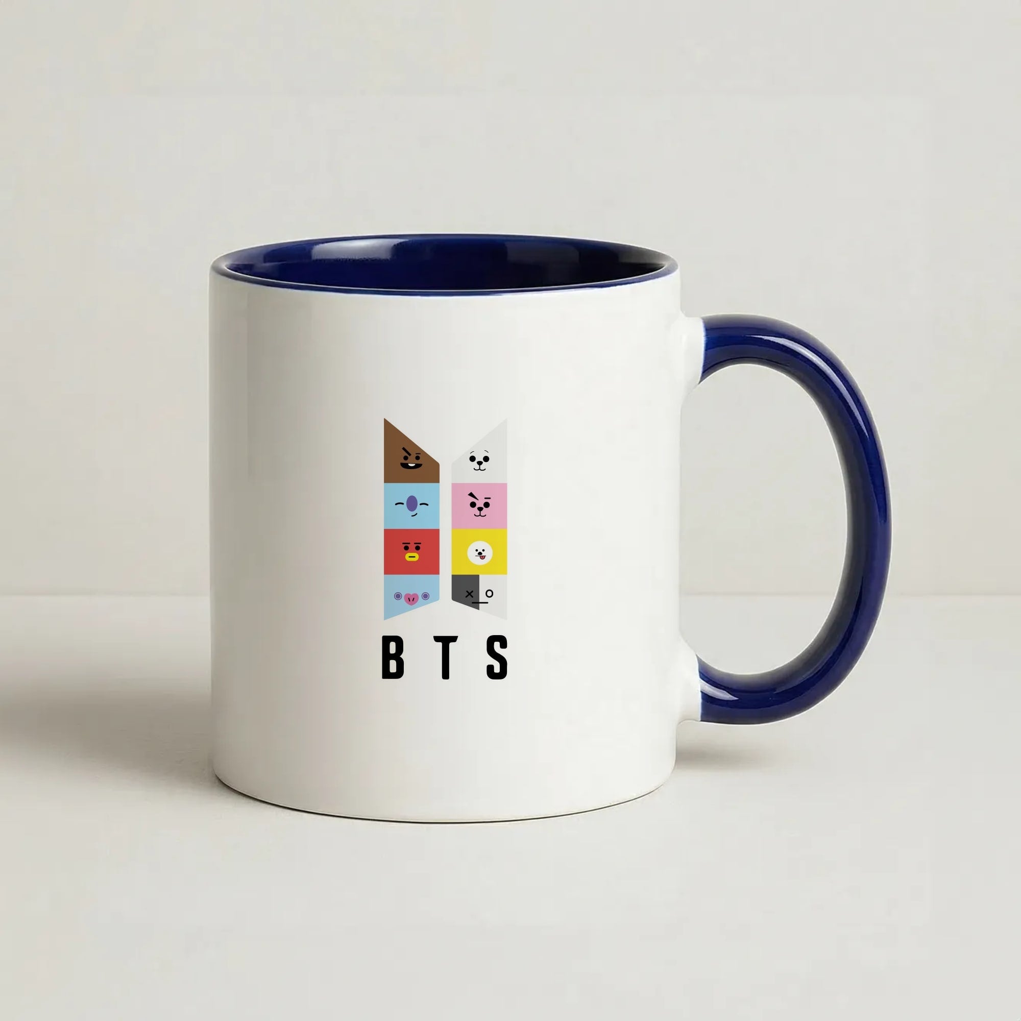 BT21 K-Pop Band Logo Coffee Navy Blue Mug