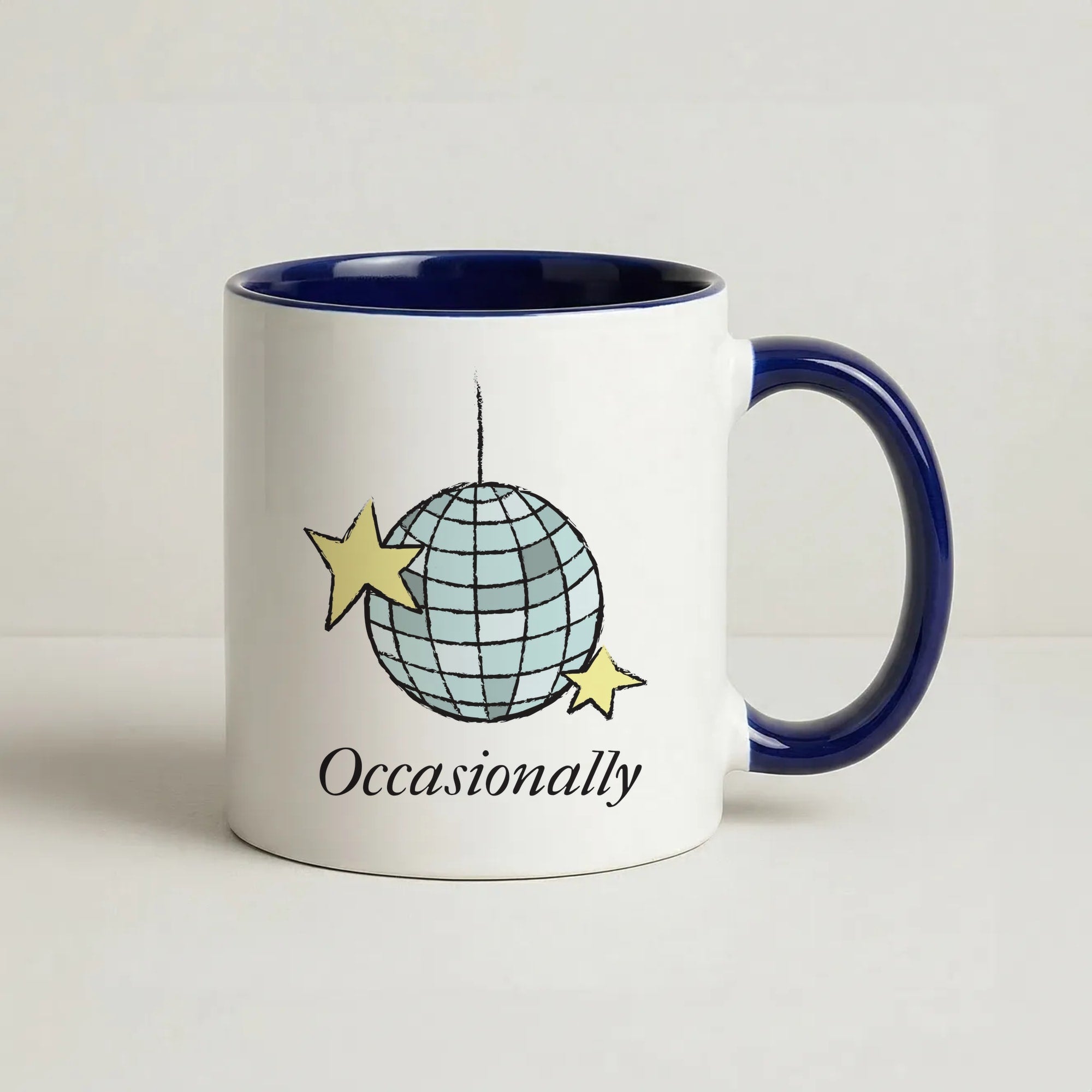 Ocasionally Discoball Coffee Navy Blue Mug