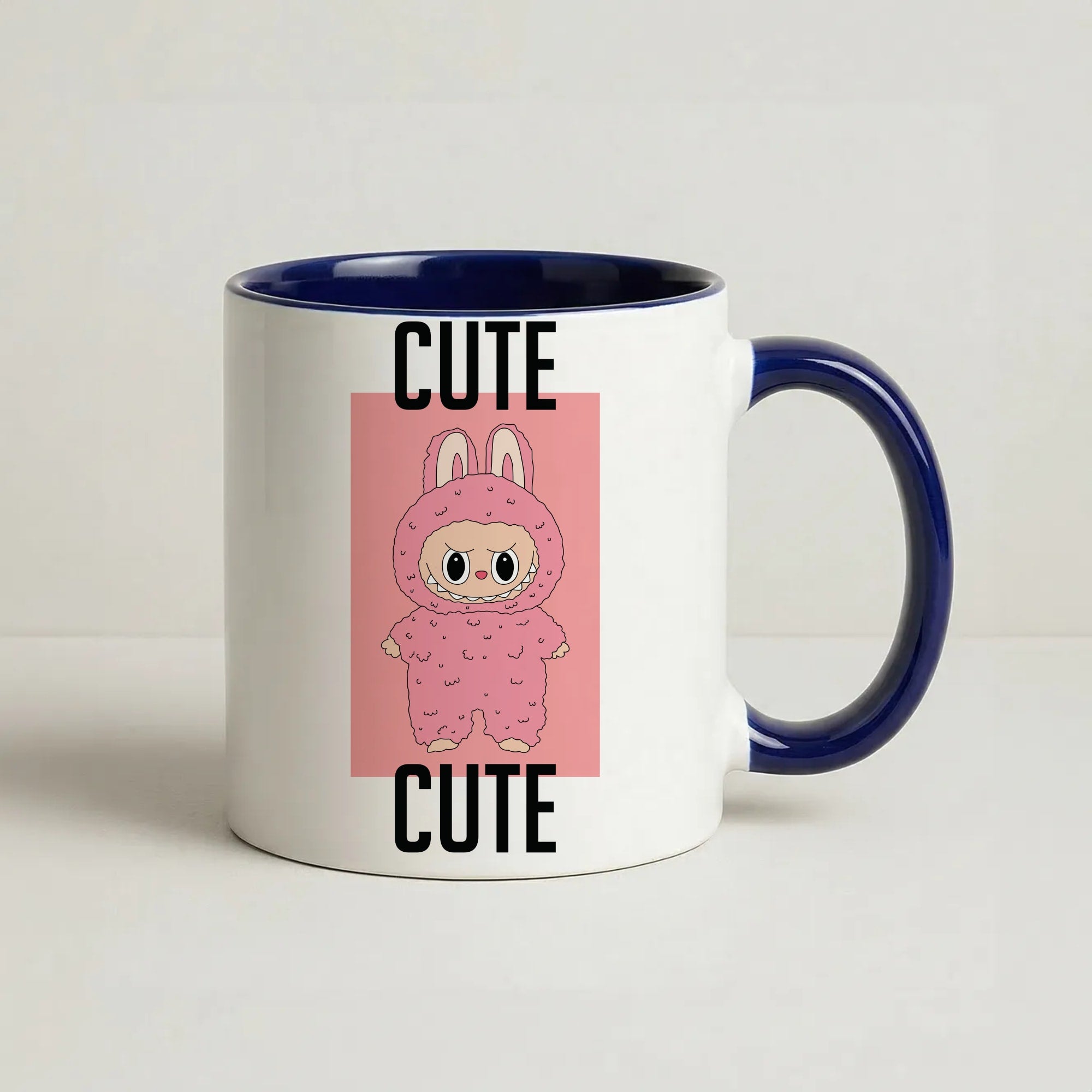 Cute Navy Blue Monster Coffee Navy Blue Mug