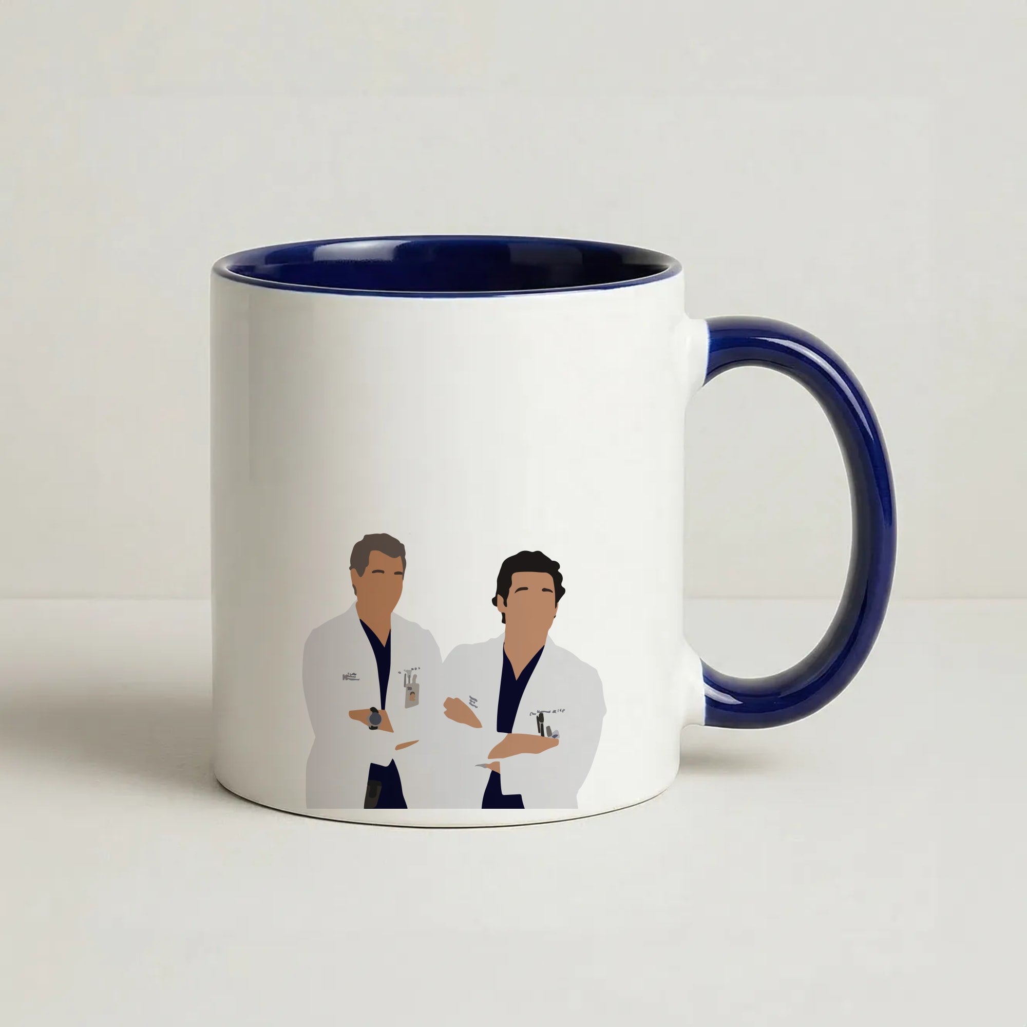 Two Doctors Arm Crossed - Grey's Coffee Navy Blue Mug