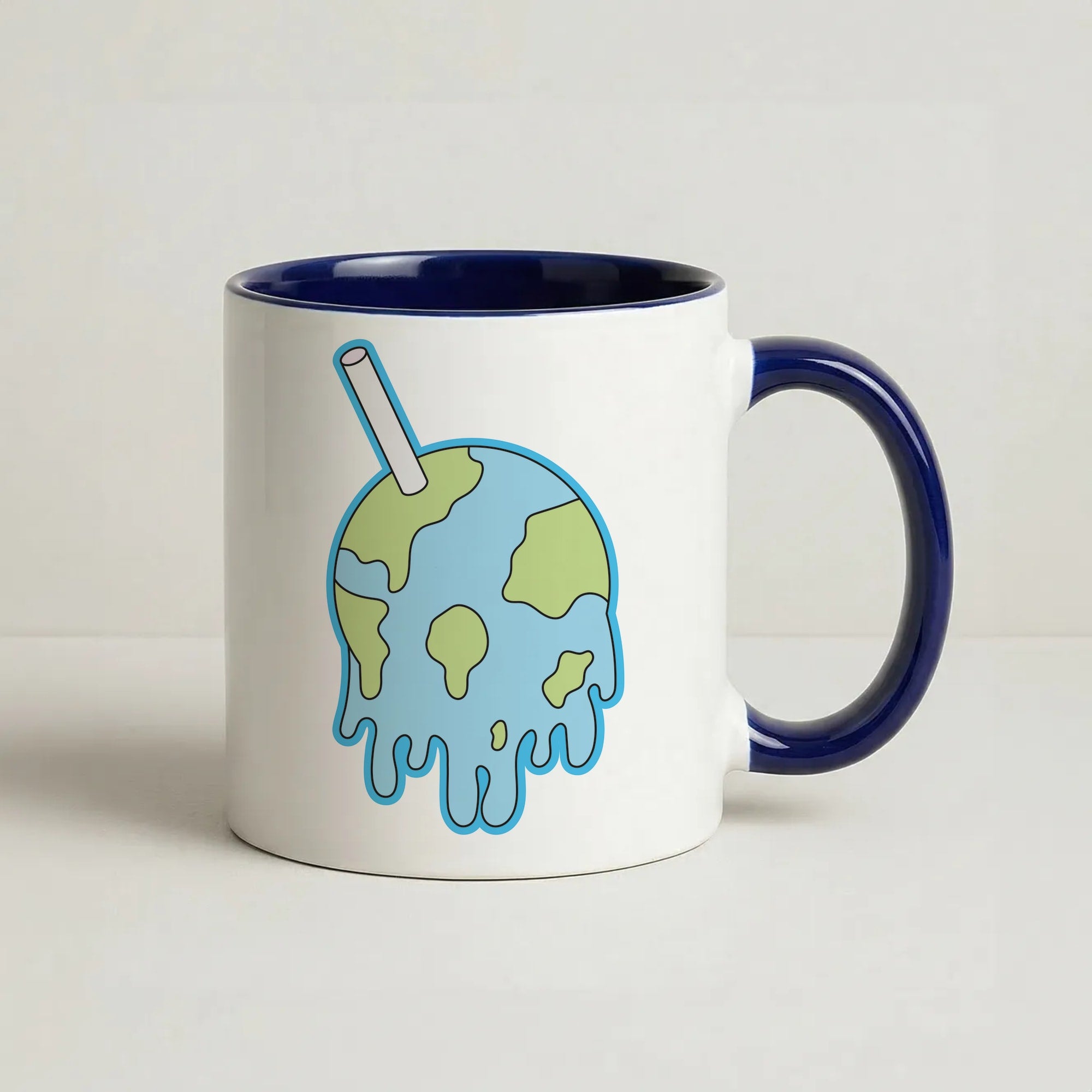 Straw - Juice Coffee Navy Blue Mug
