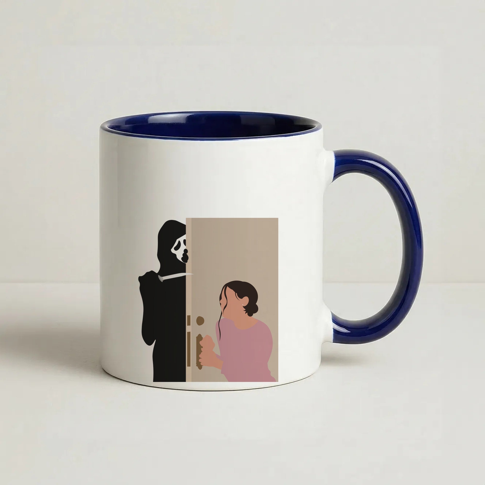 Tara And Ghostface - Scream Coffee Navy Blue Mug