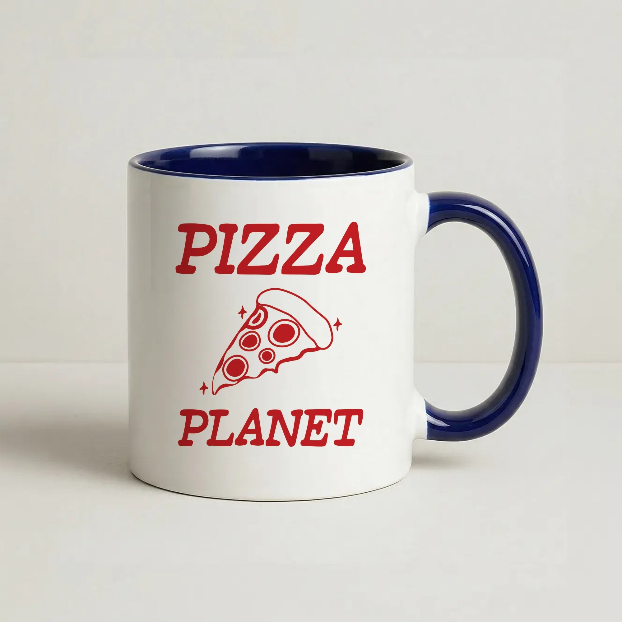 Retro Pizza Planet Coffee Navy Blue Mug