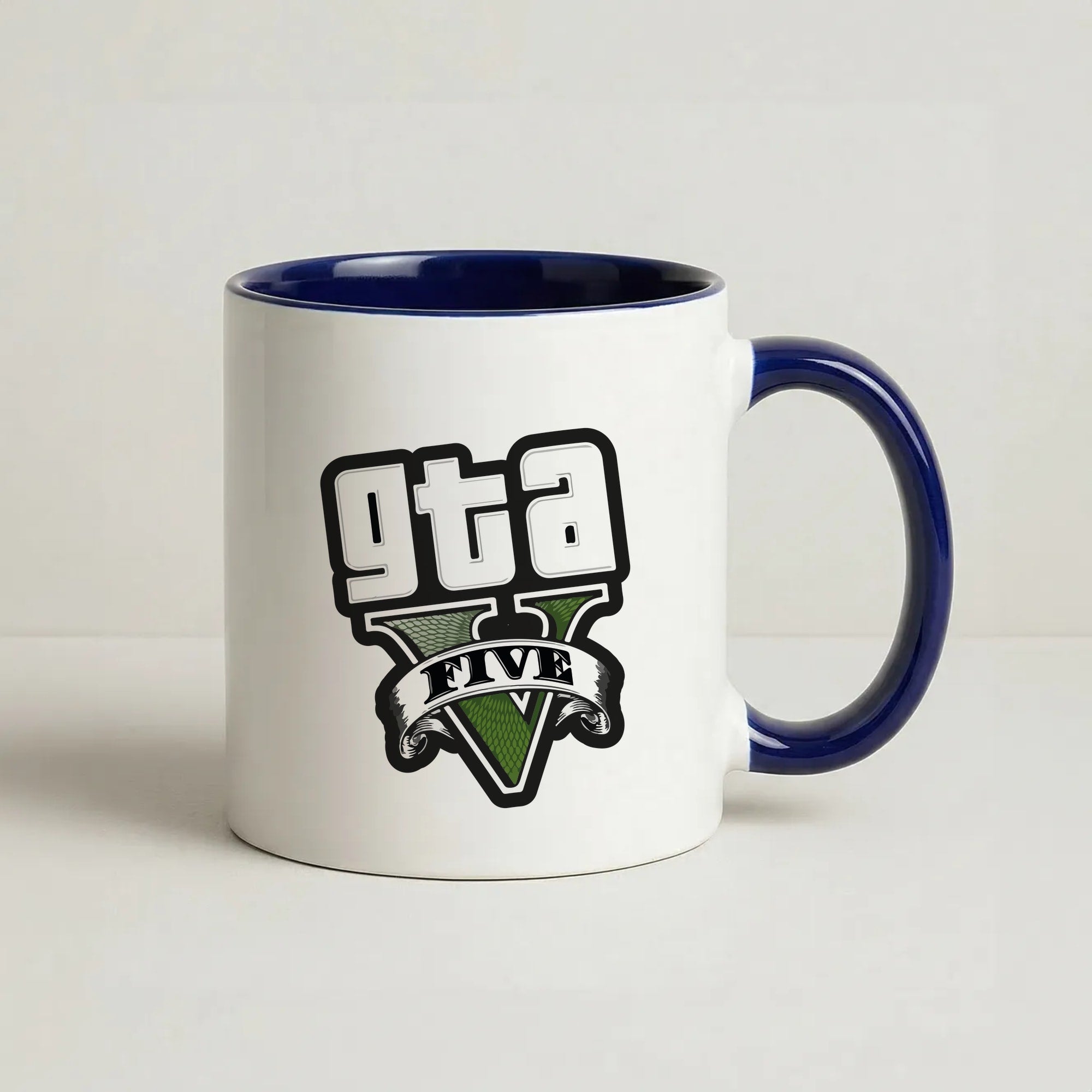 Green Five - Video Game Coffee Navy Blue Mug