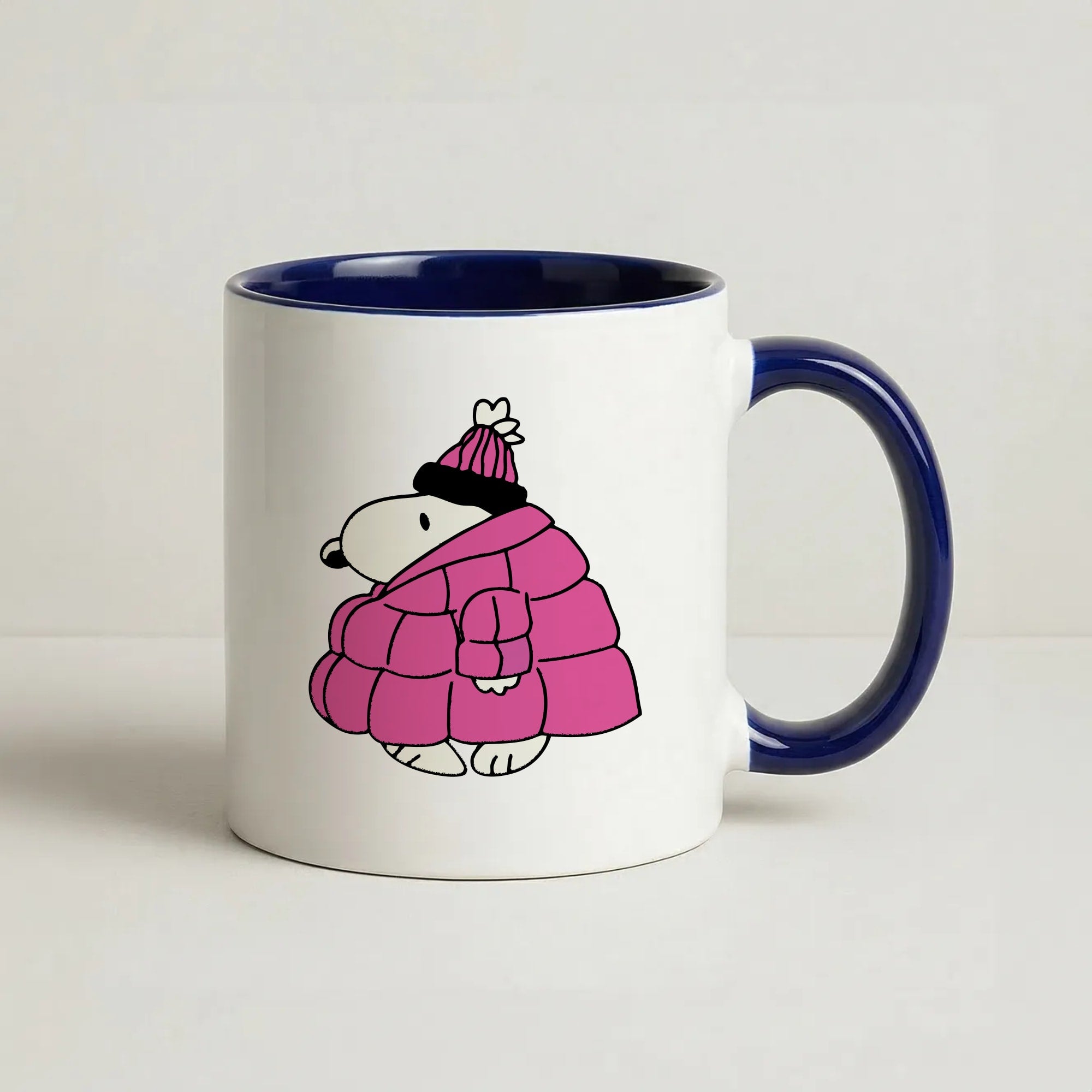 Cartoon Beagle Puffer Jacket Navy Blue Coffee Navy Blue Mug