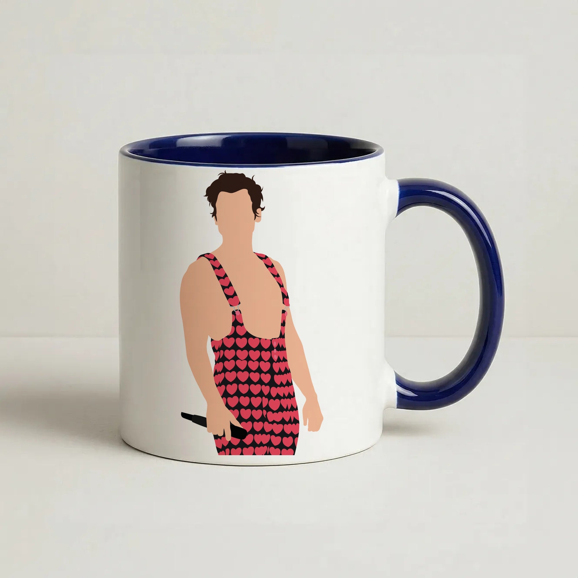 Harry Heart Jumpsuit Coffee Navy Blue Mug