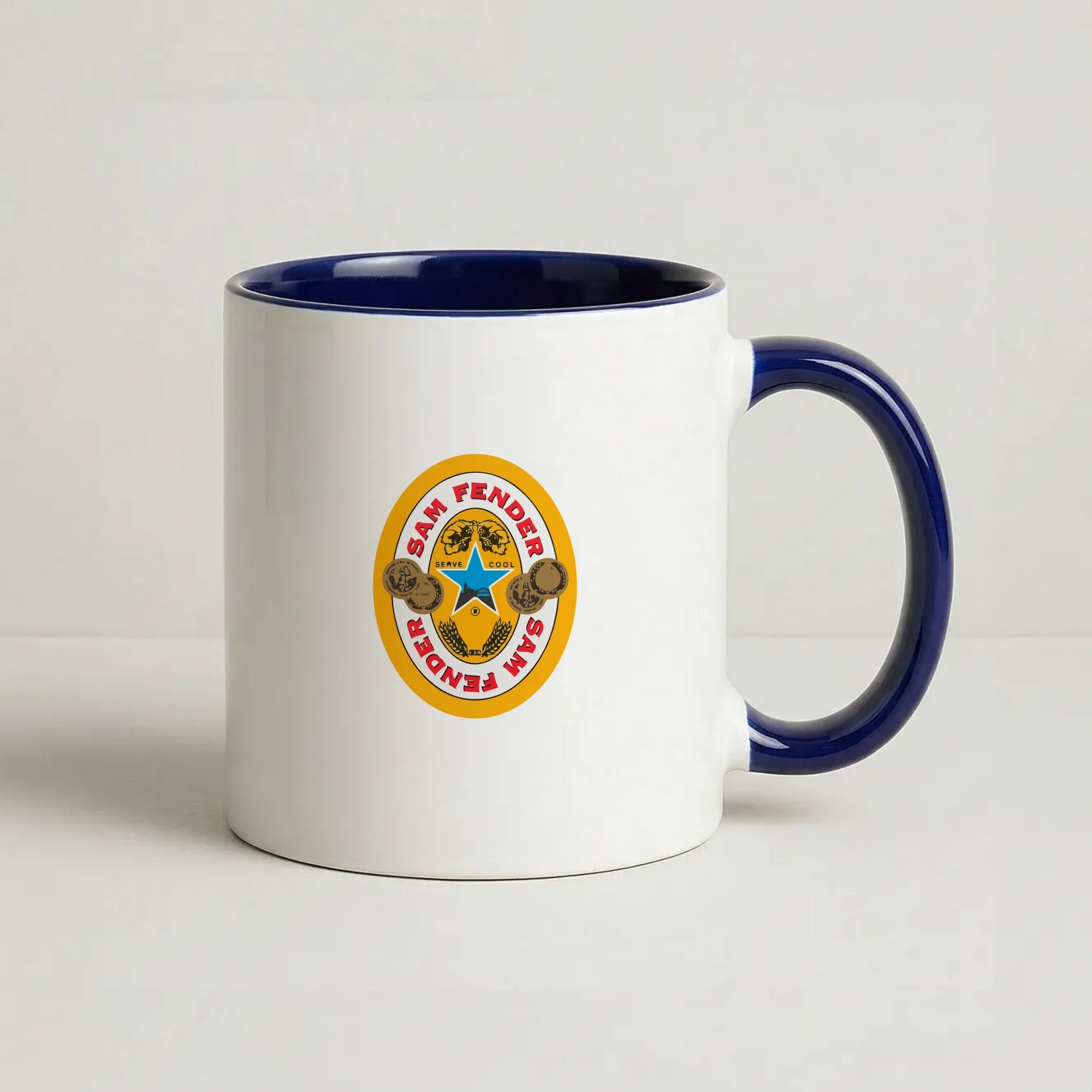 Fender Badge Coffee Navy Blue Mug
