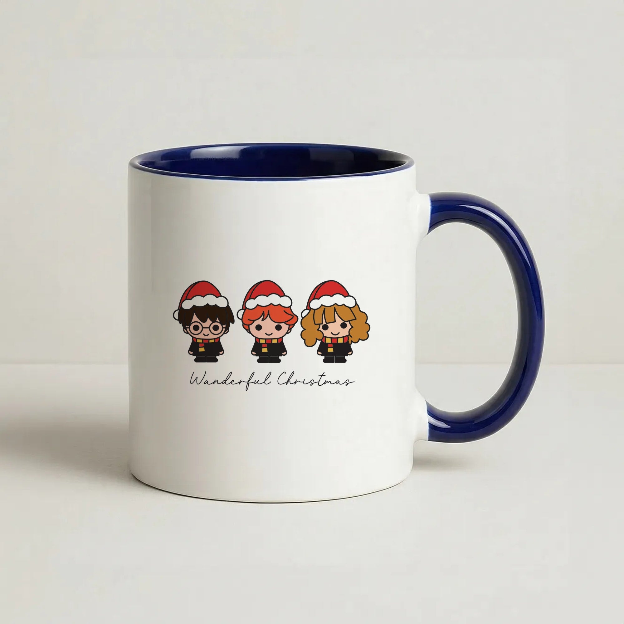Wizards With Christmas Hats Coffee Navy Blue Mug