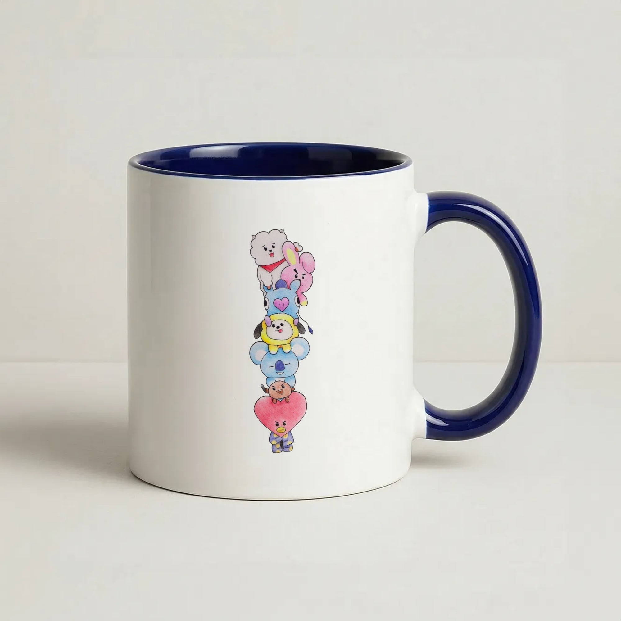 K-Pop Band BT21 Drawing Coffee Navy Blue Mug