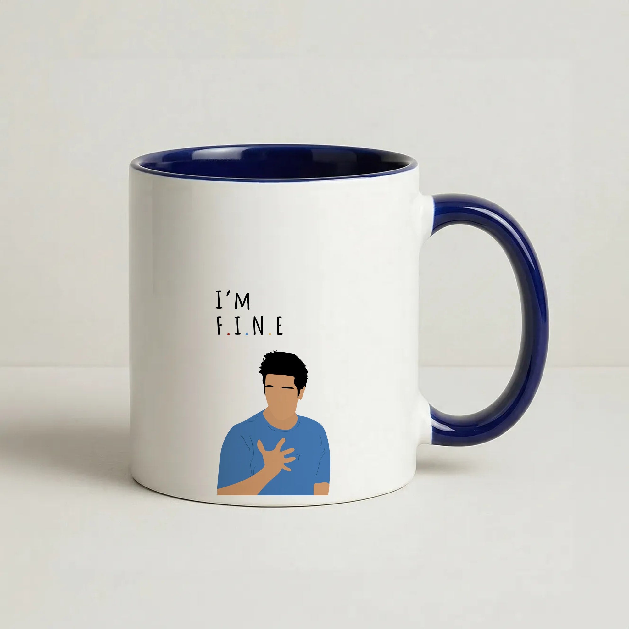I'm Fine Coffee Navy Blue Mug