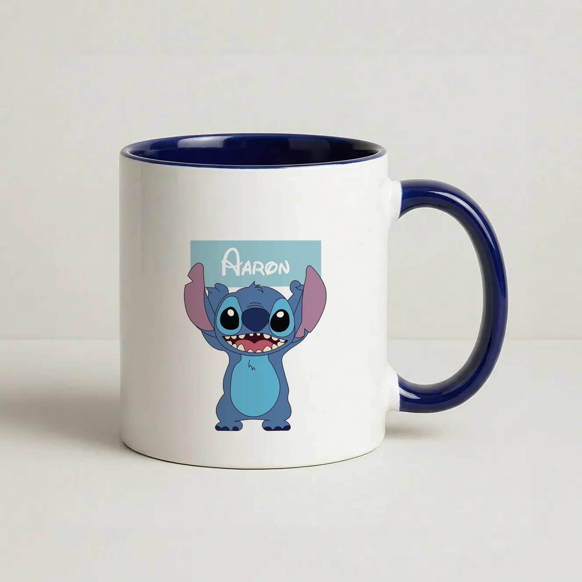 Standing Blue Alien - Personalised Disney Coffee Navy Blue Mug