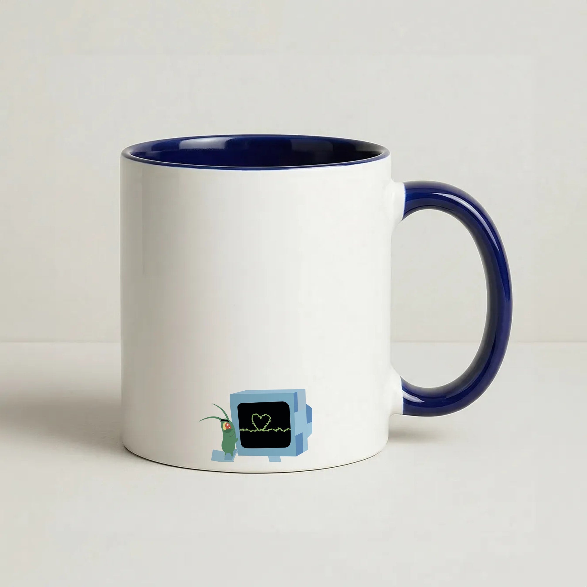 Plankton And Karen Coffee Navy Blue Mug