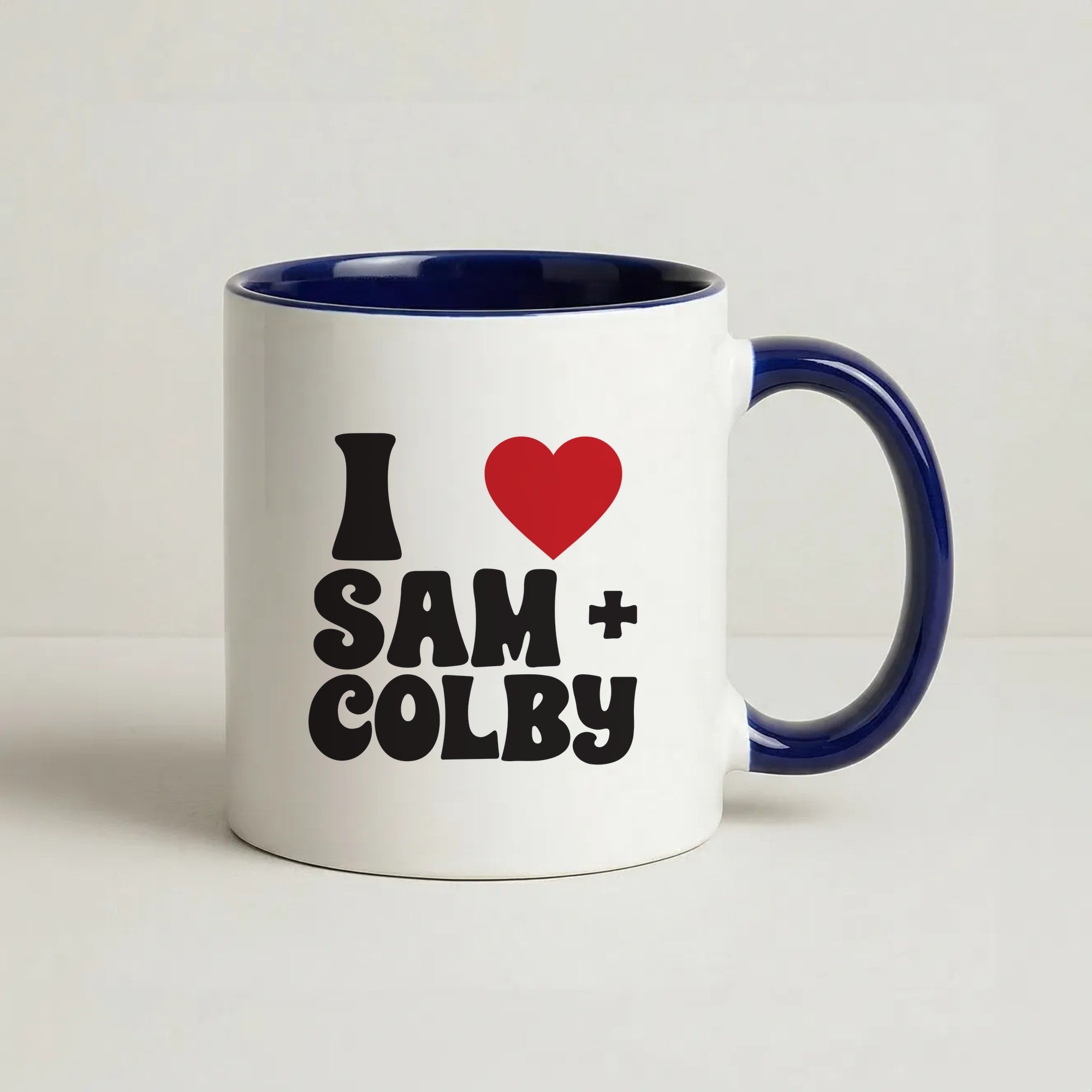 I Love S & C Coffee Navy Blue Mug