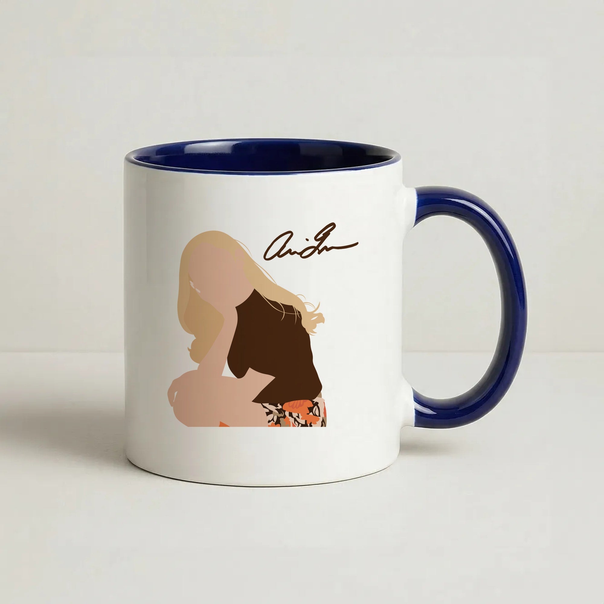 Vintage Pose Coffee Navy Blue Mug