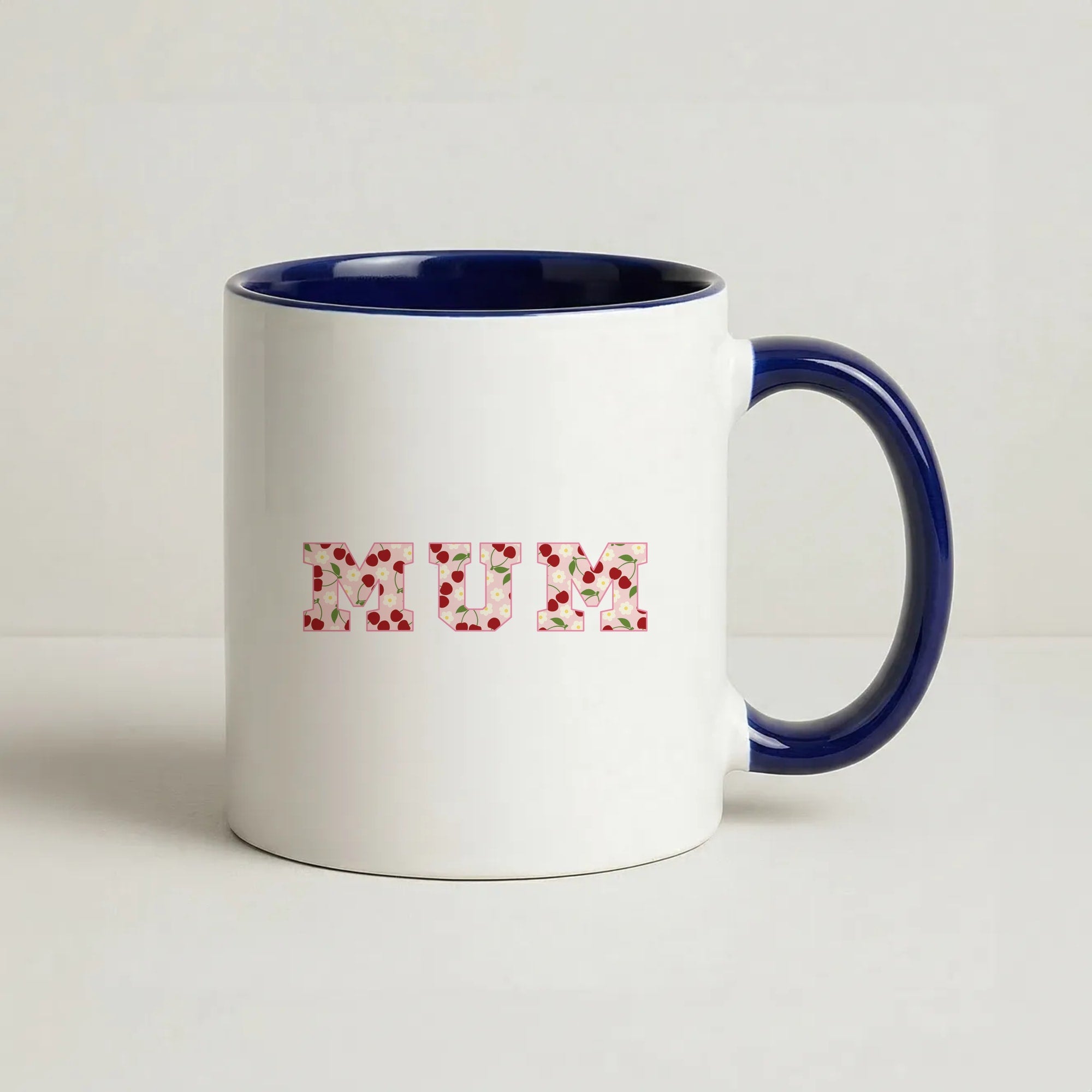 Floral Varsity Mum Coffee Navy Blue Mug