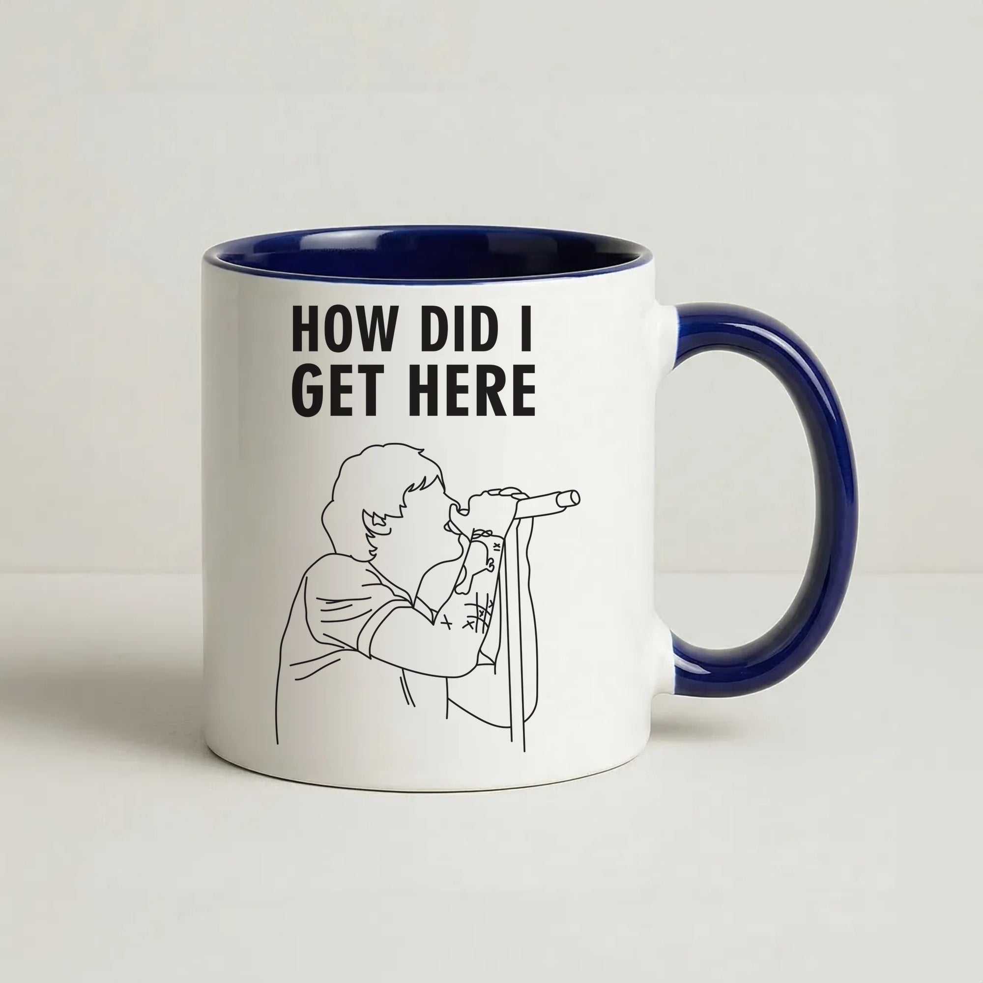 How Did I Get Here Outline Coffee Navy Blue Mug