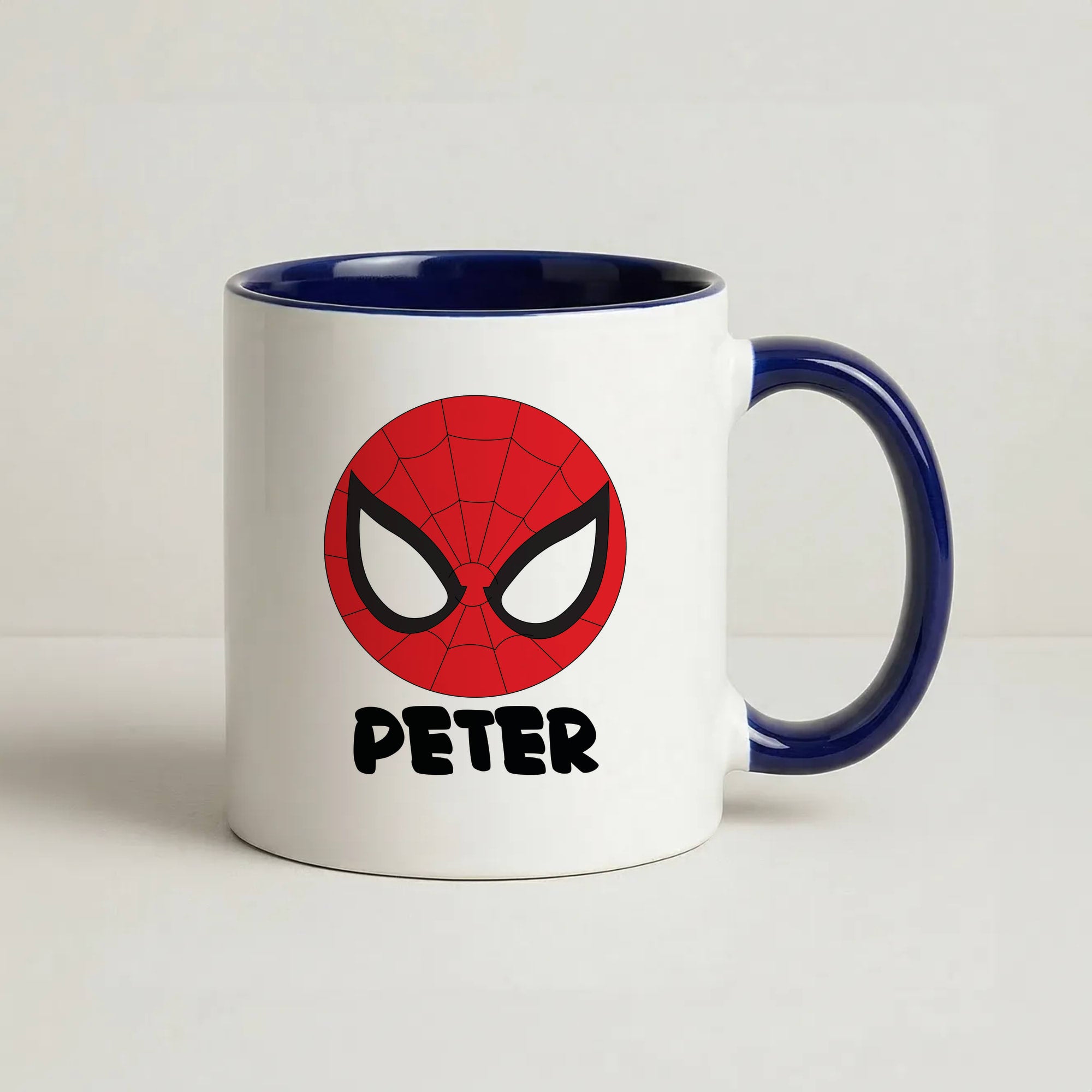 SpiderMan - Personalised Superhero Comic Coffee Navy Blue Mug