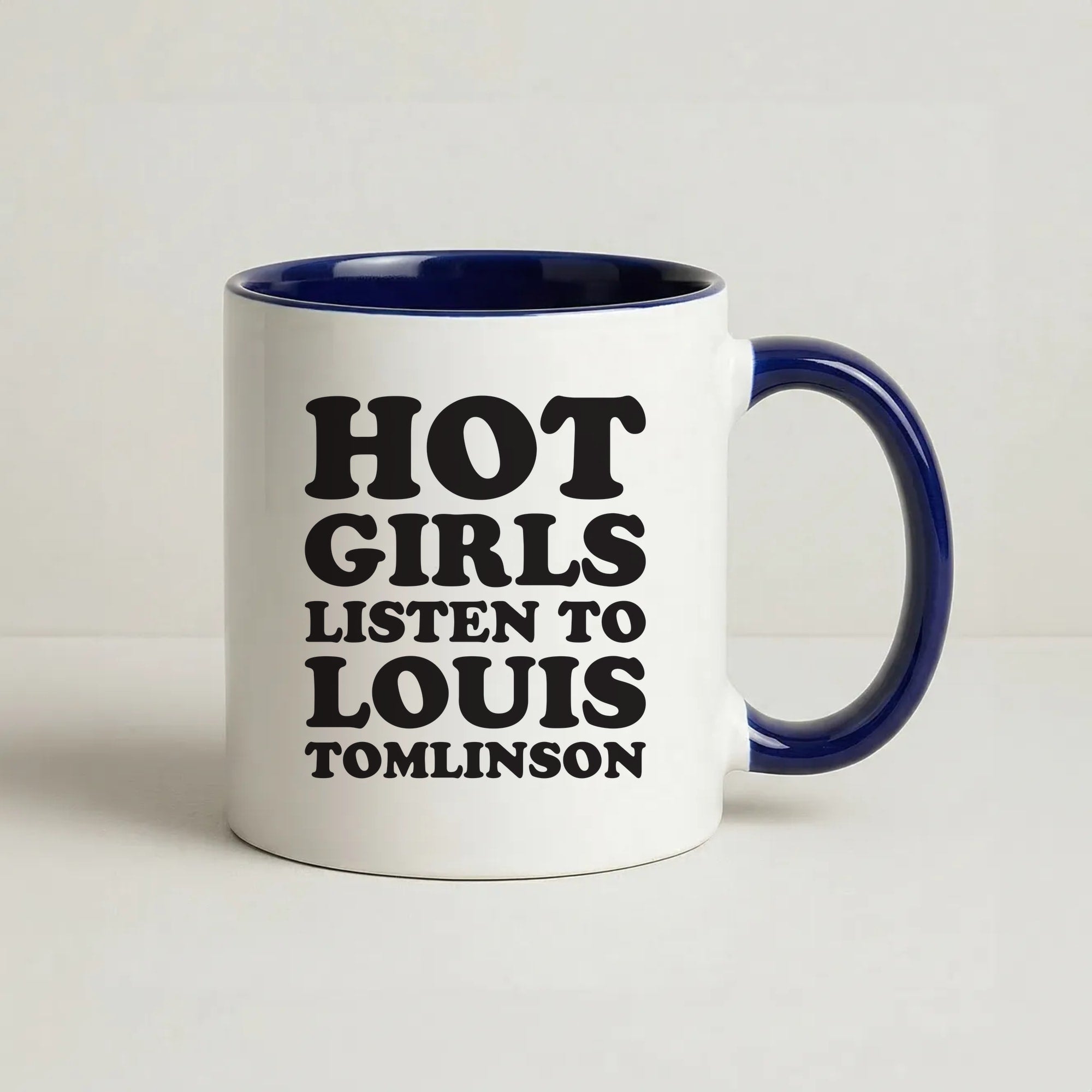 Hot Girls Listen To Louis Coffee Navy Blue Mug