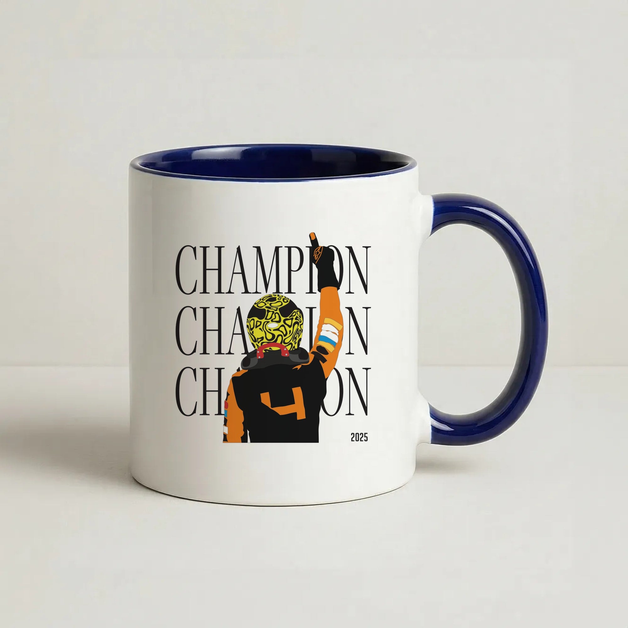 Lando Champion 2025 Coffee Navy Blue Mug