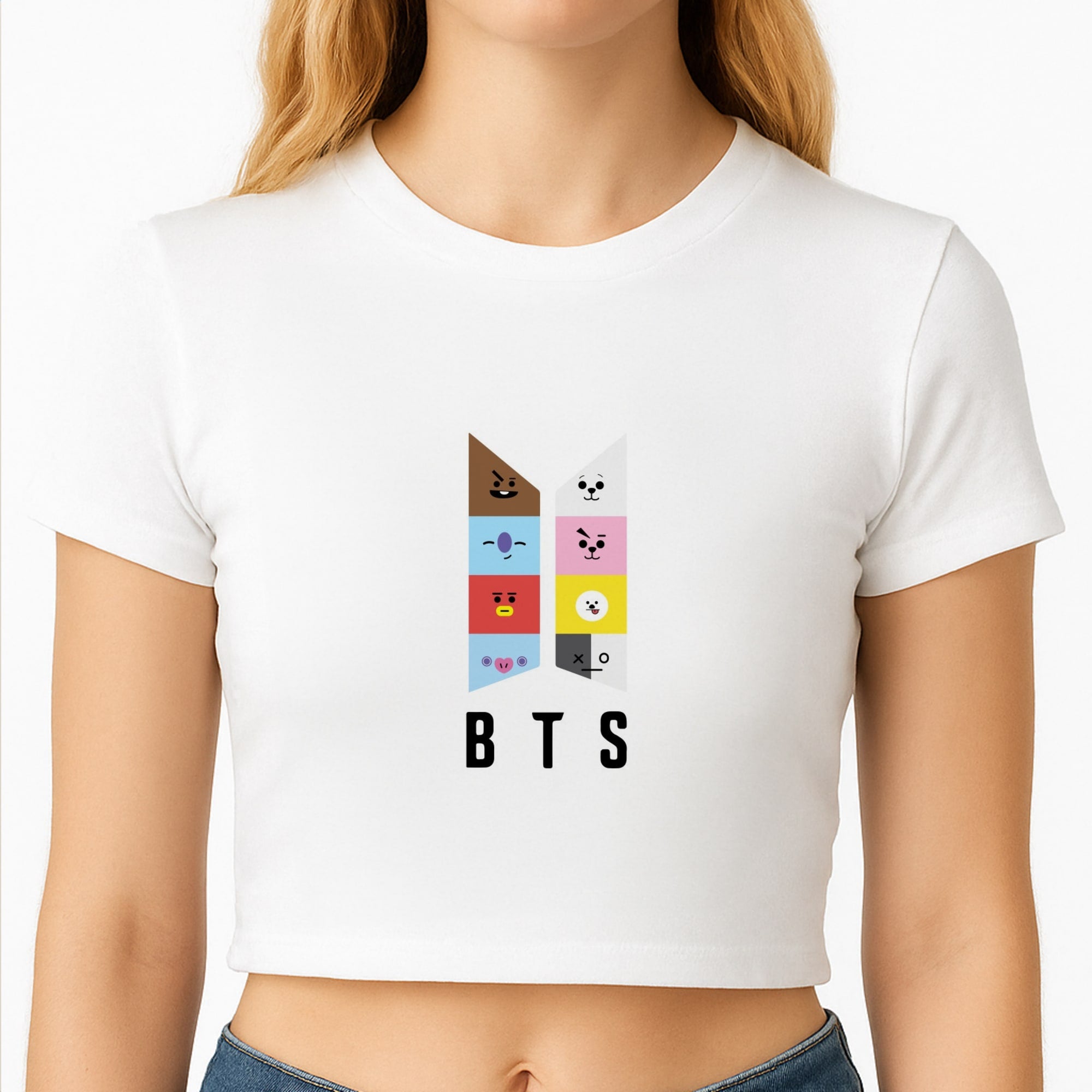 BT21 K-Pop Band Logo Crop Top