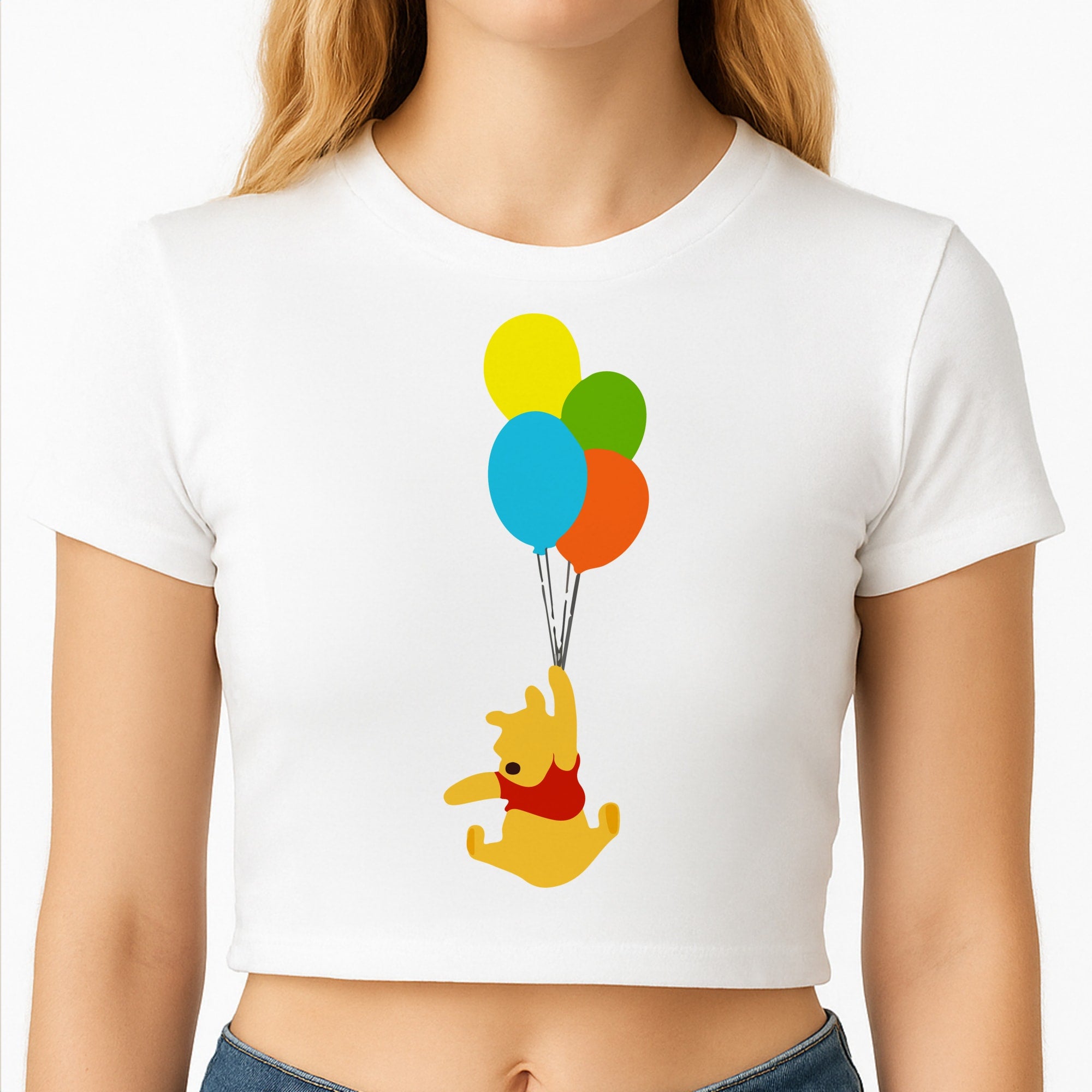 Pooh On Balloons Crop Top