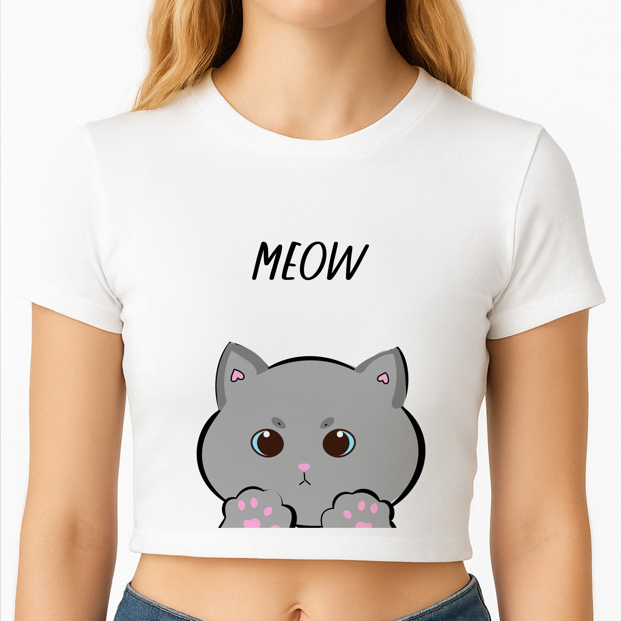 Grey Kitty - Cats Crop Top