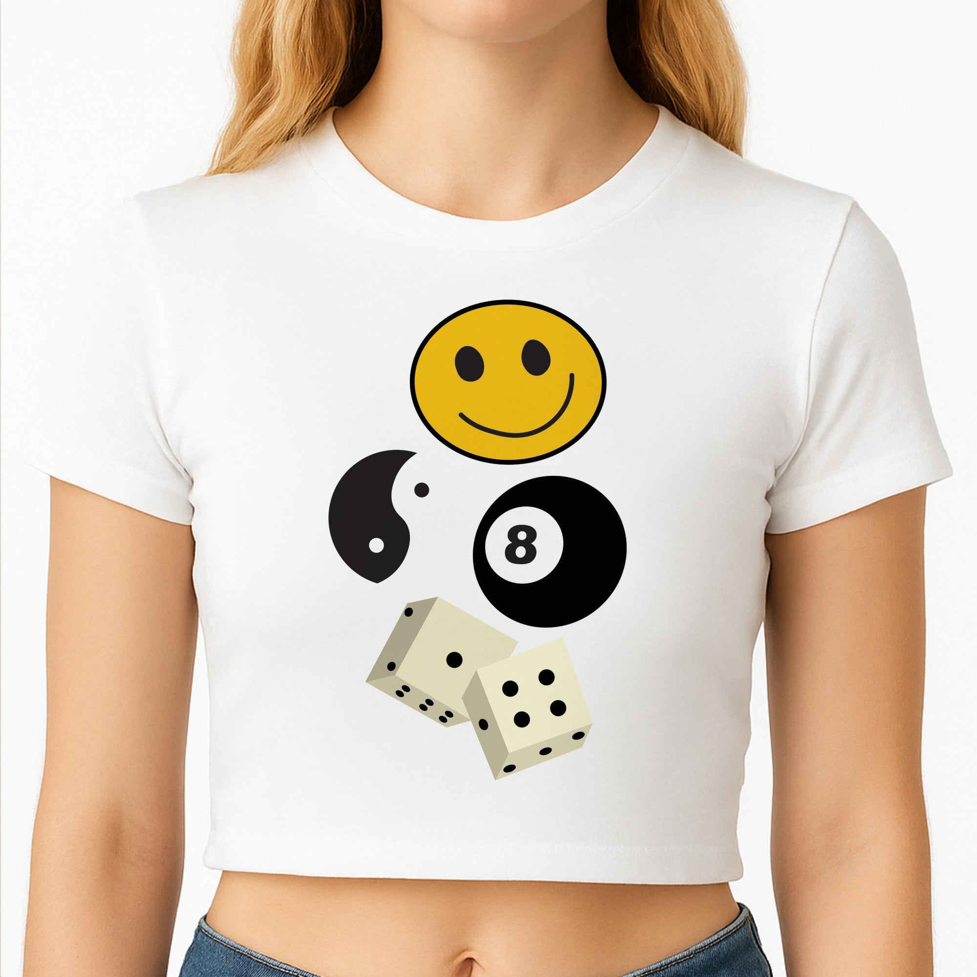 8 Ball Pattern - Skate Aesthetic Crop Top