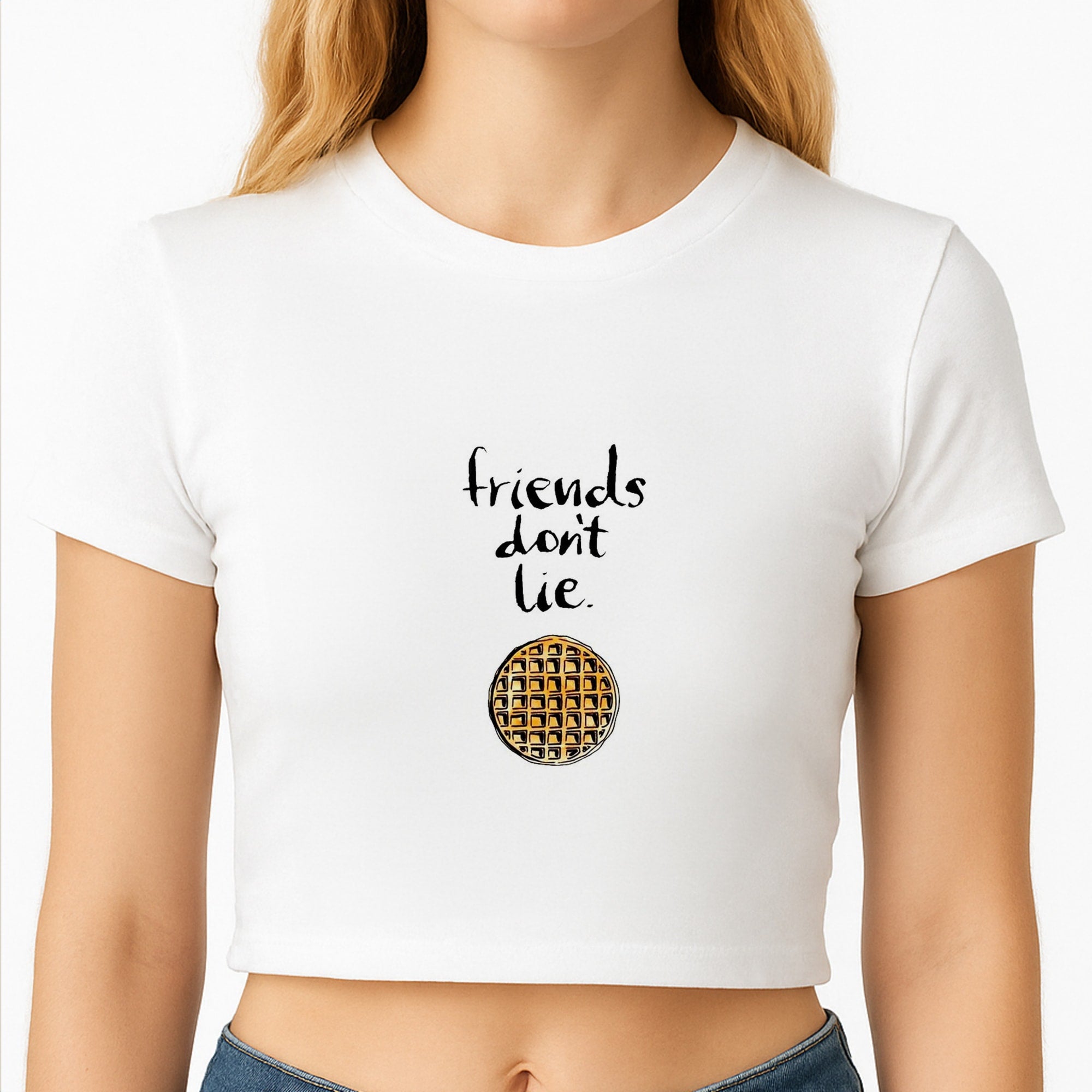 Friends Don't Lie Waffle Crop Top