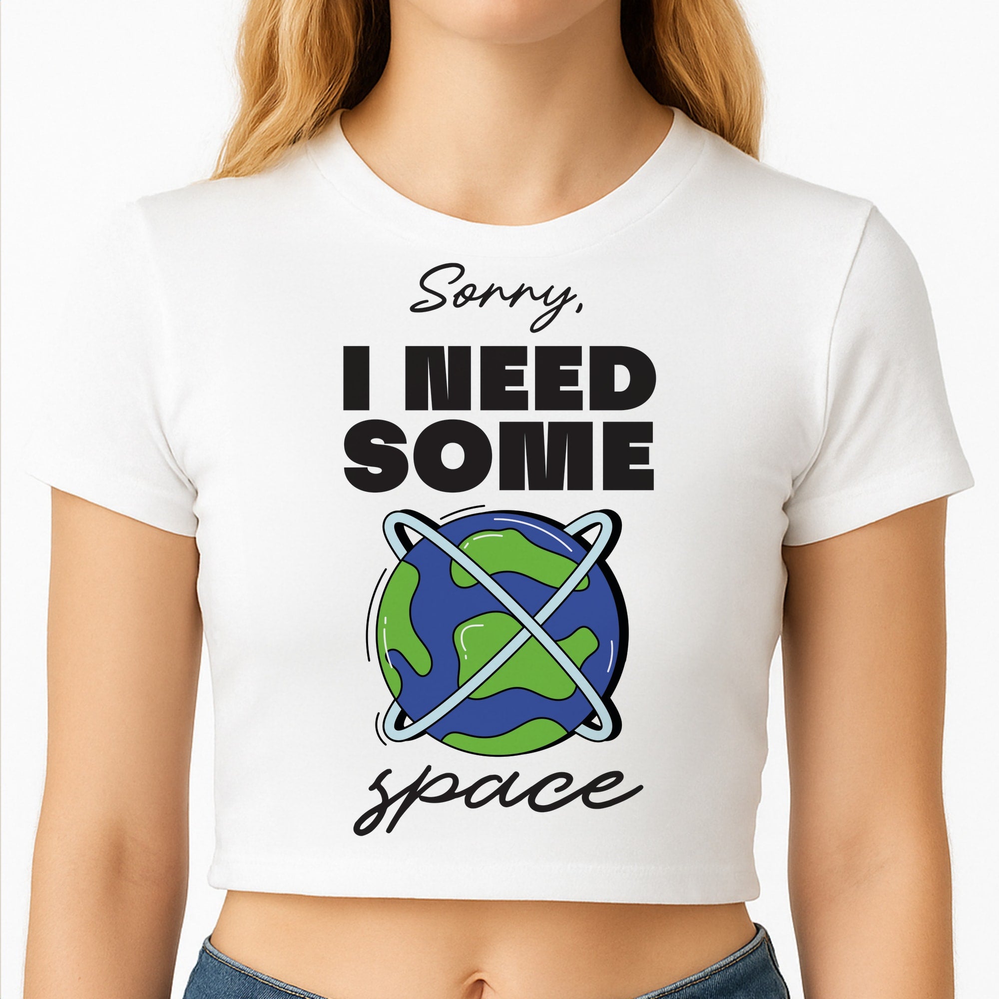 Cartoon I Need Some Space Crop Top