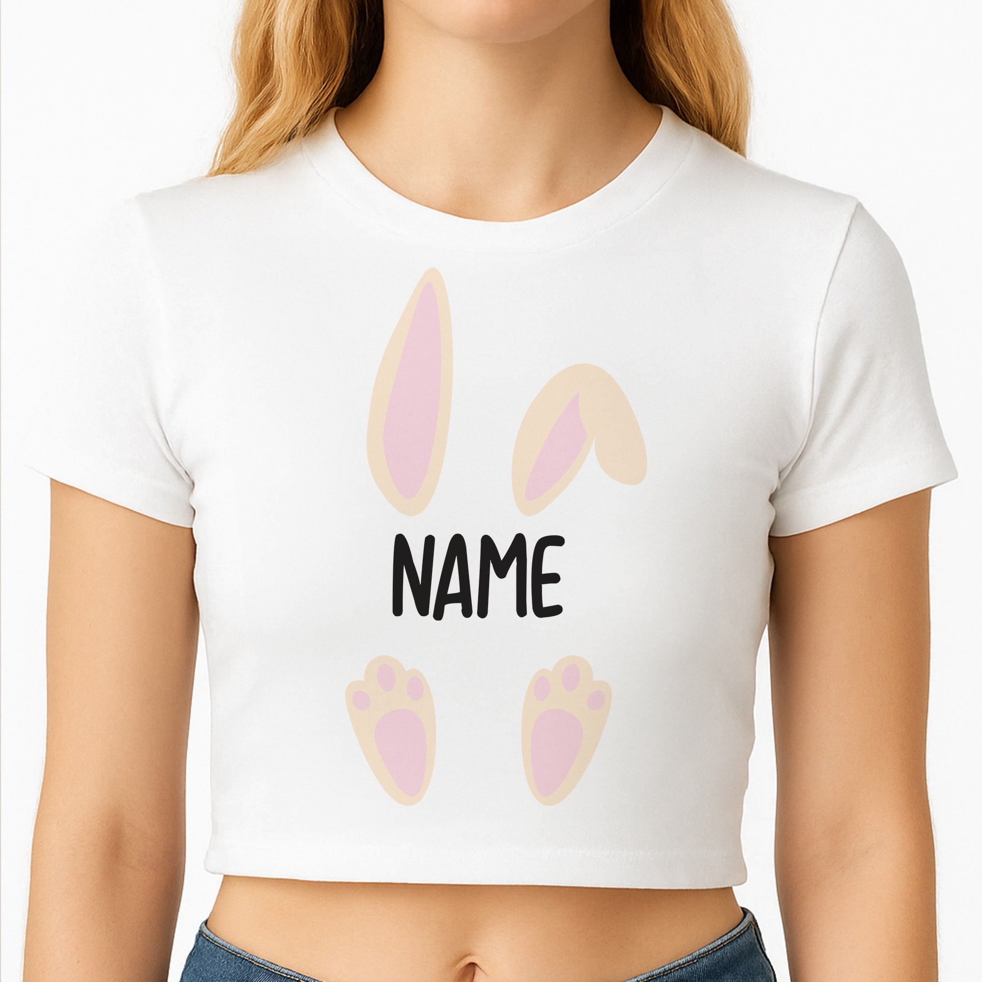 White Bunny Personalised Crop Top