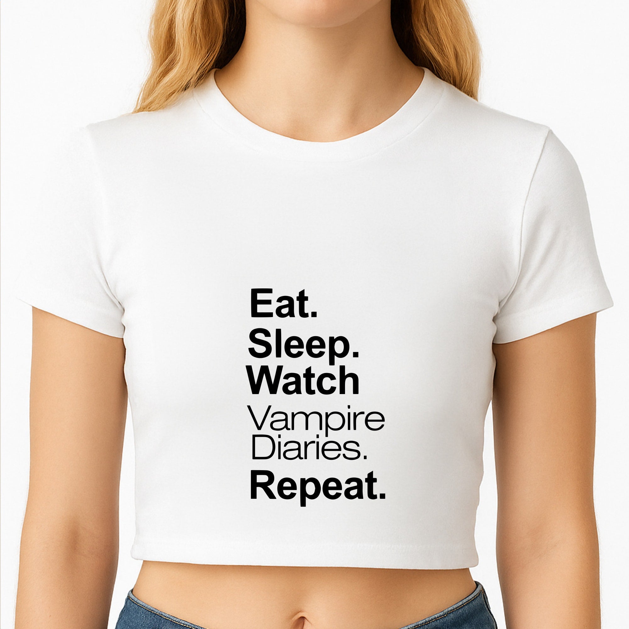 Eat Sleep Watch VPD Repeat Crop Top