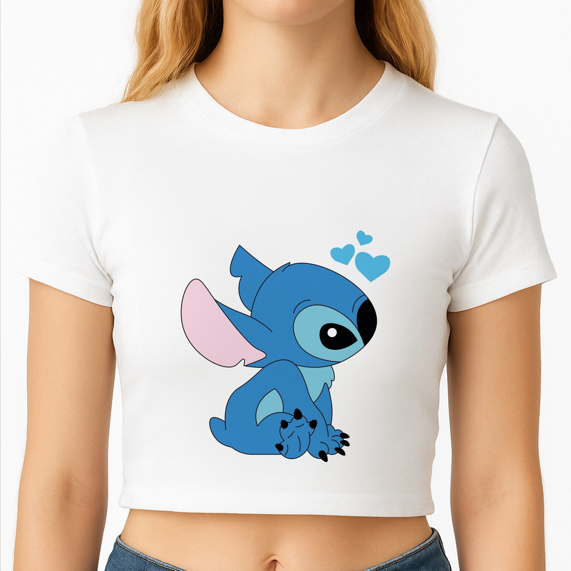 Blue Hearts Alien Blue Valentine's Crop Top