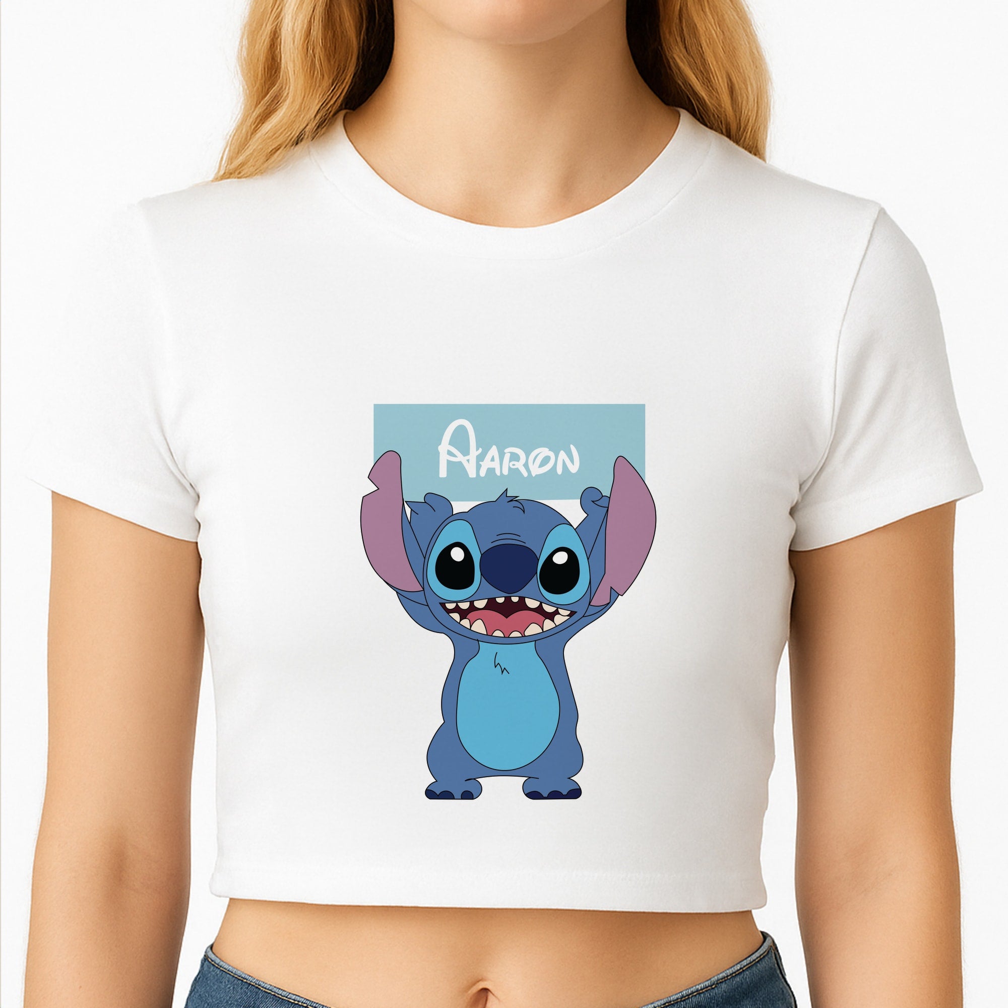 Standing Blue Alien - Personalised Disney Crop Top