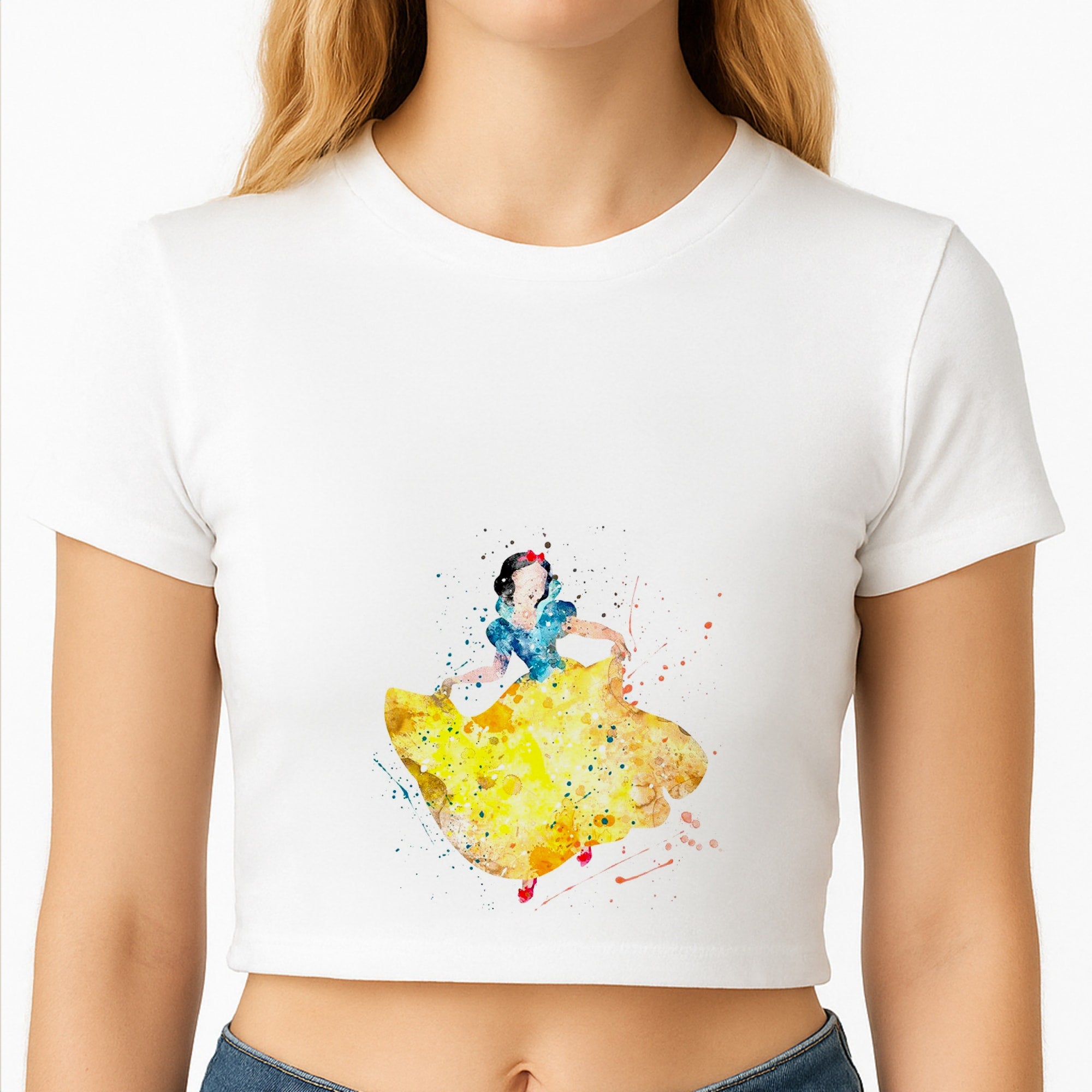 Watercolour Snow White Fairytale Crop Top