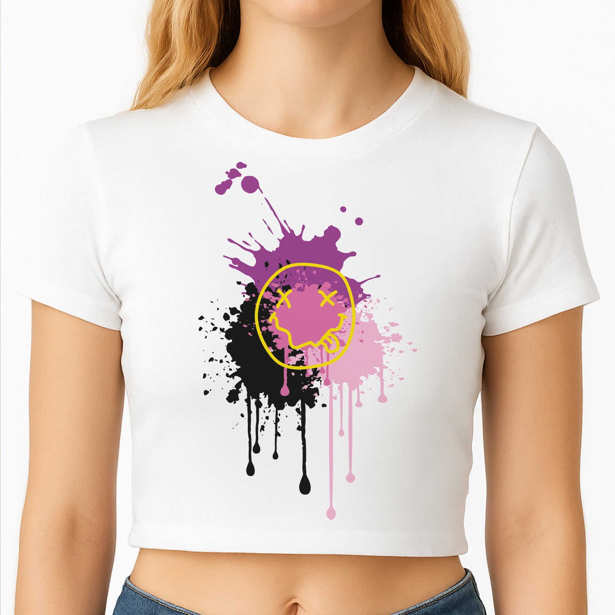 Pink Graffiti - Skate Aesthetic Crop Top