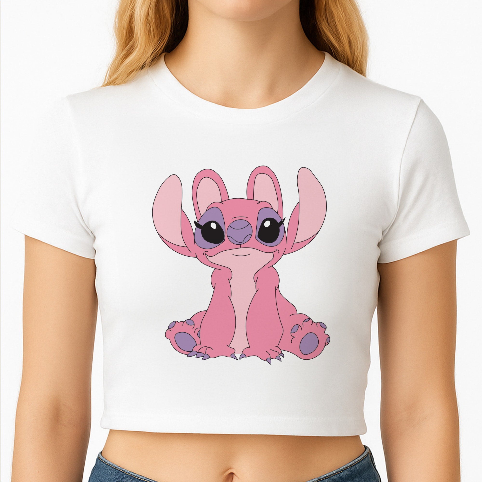 Sitting Down - Pink Alien Crop Top