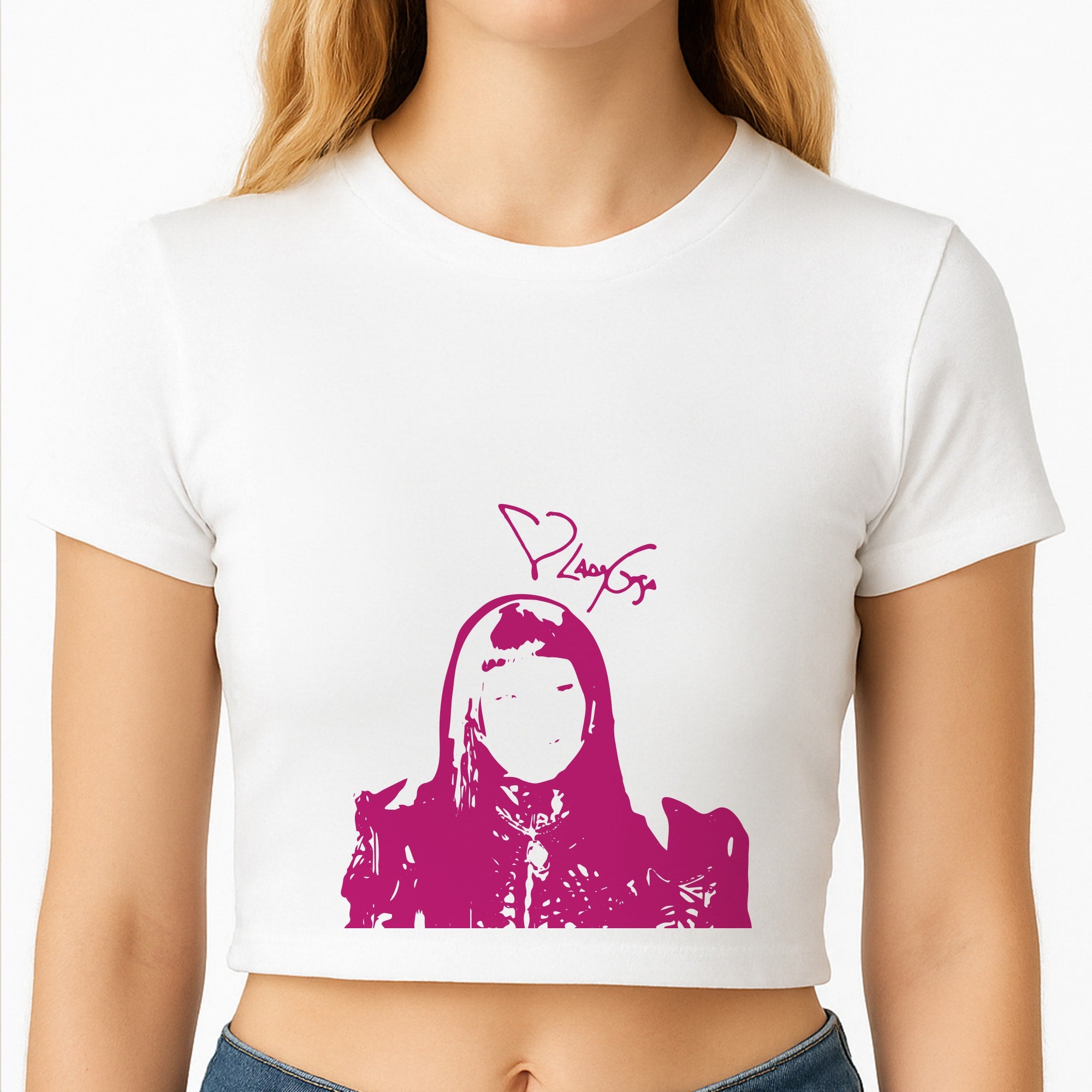Pink Gaga Silhouette Crop Top